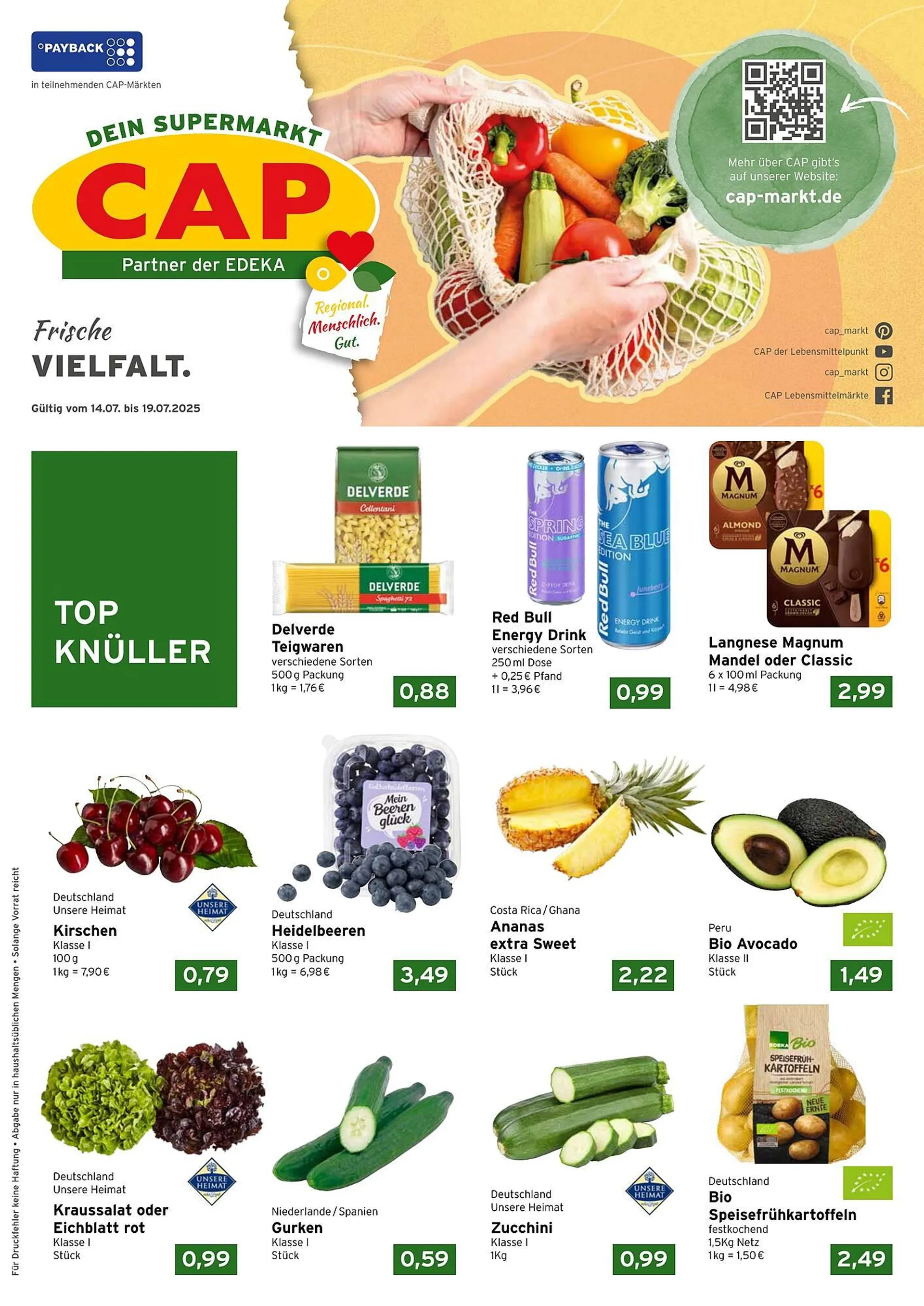 CAP Markt Prospekt von 14. Juli bis 19. Juli 2025 - Prospekt seite 1