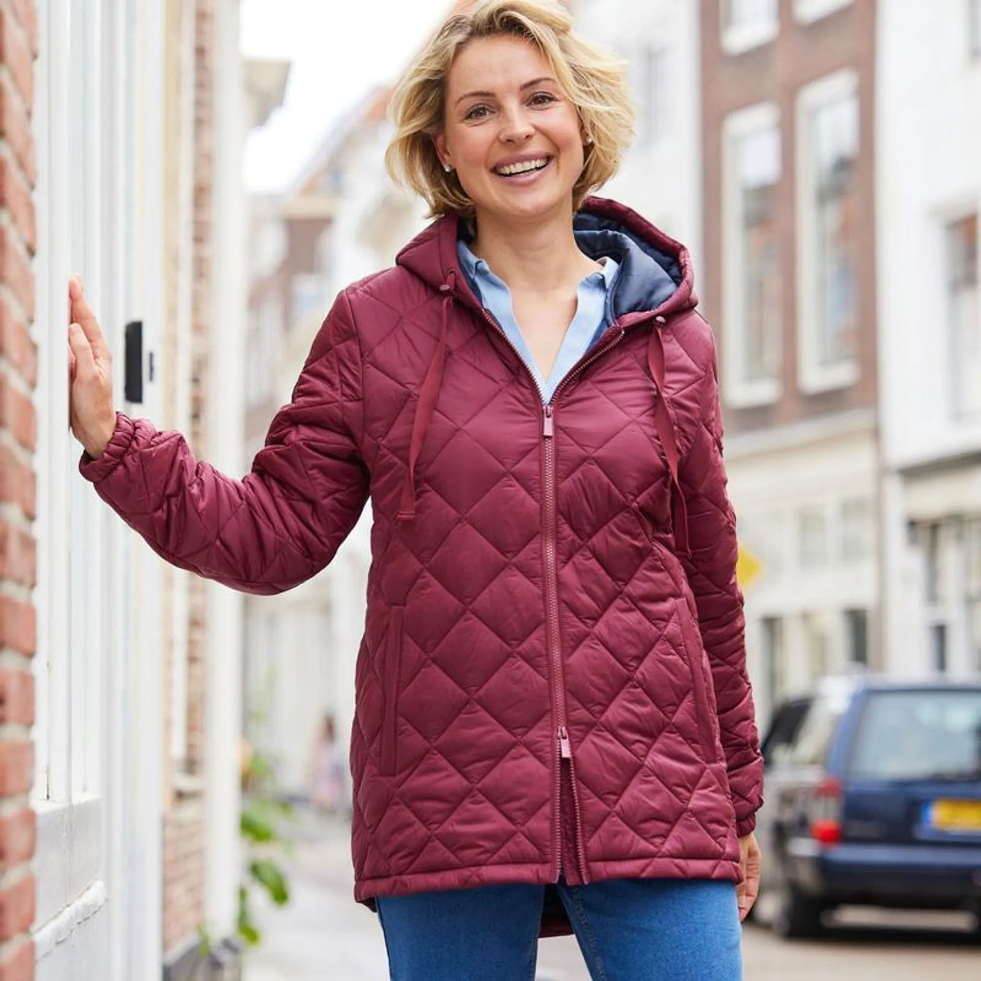 Damen-Steppjacke mit Diamant-Muster