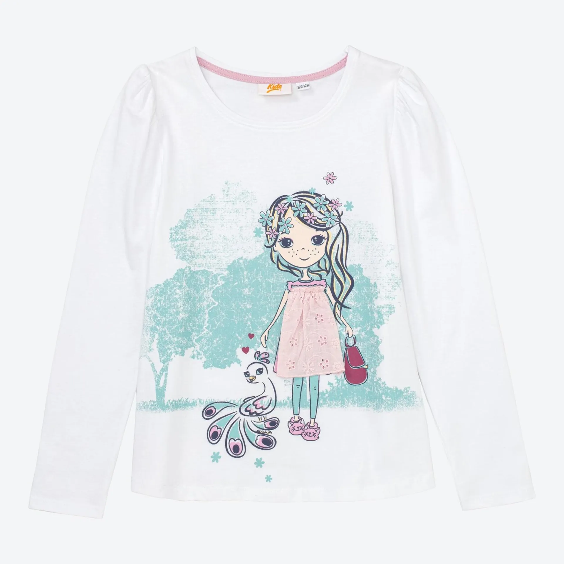 Kinder-Mädchen-Shirt mit Stickerei-Applikation