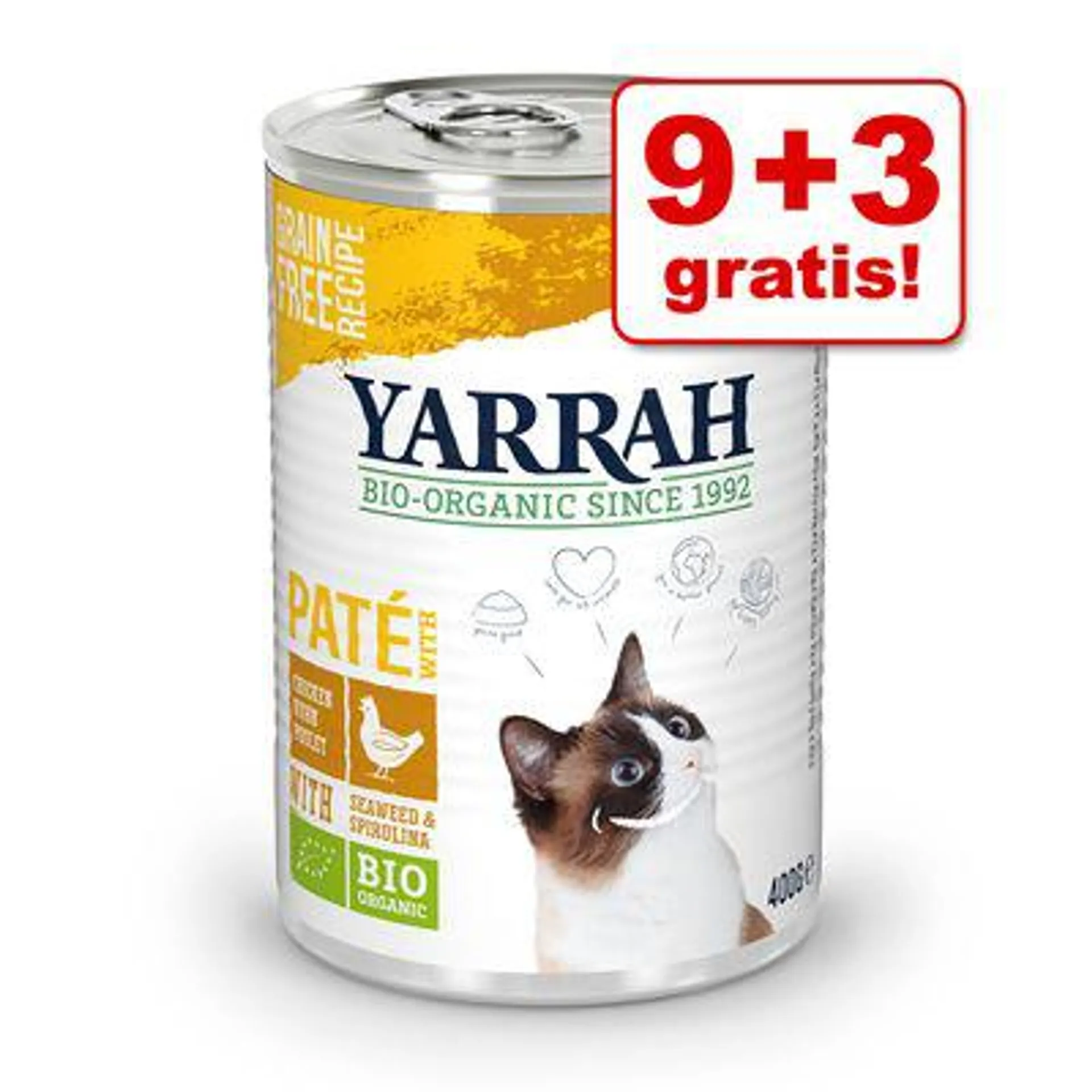 9 + 3 gratis! 12 x 400 g / 405 g Yarrah Bio