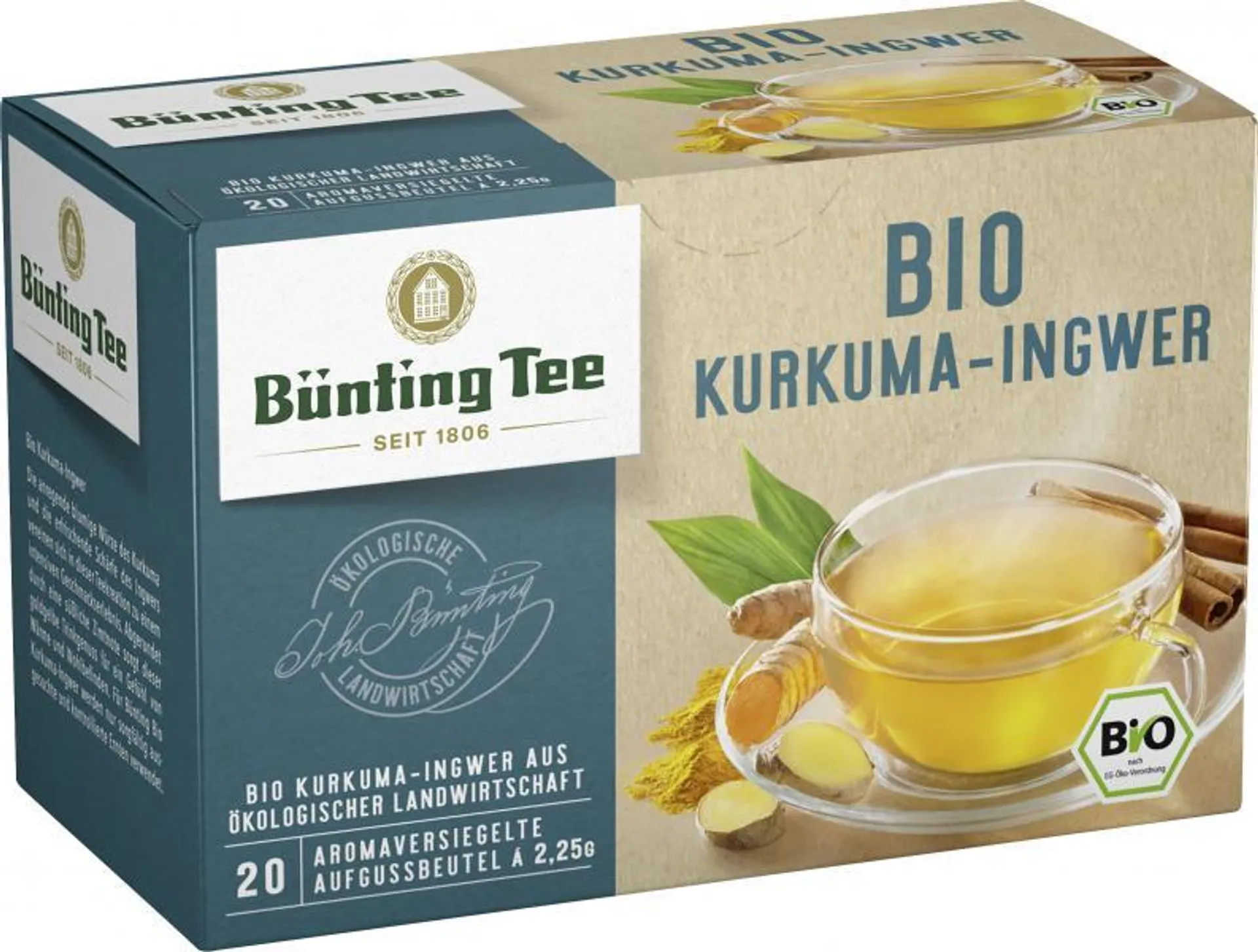 Bünting Tee Bio Kurkuma-Ingwer 20 x 2,25 g