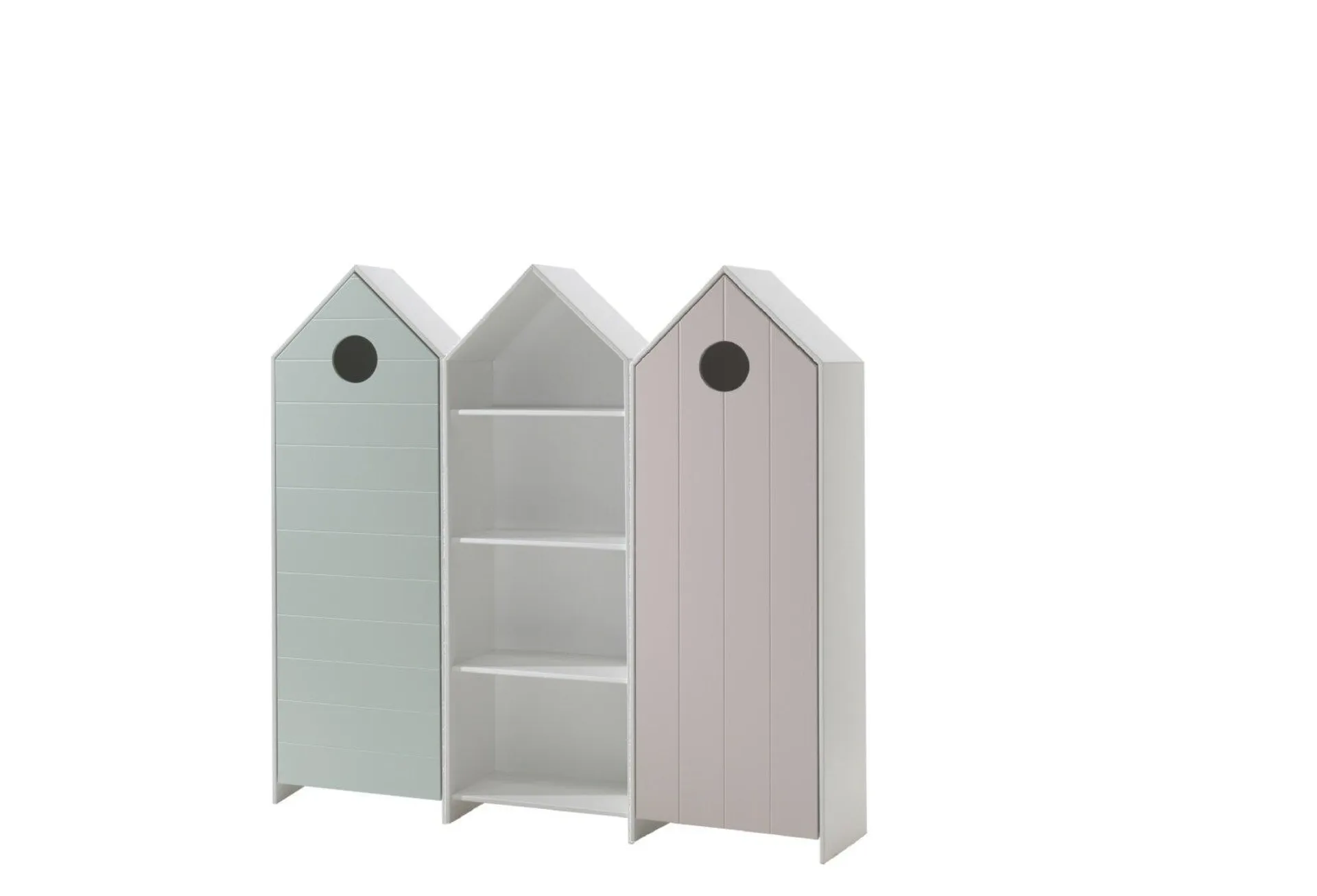 3er-Schrank-Set CASAMI - weiß-mint-rosa - Strandhaus-Design - 172 cm breit