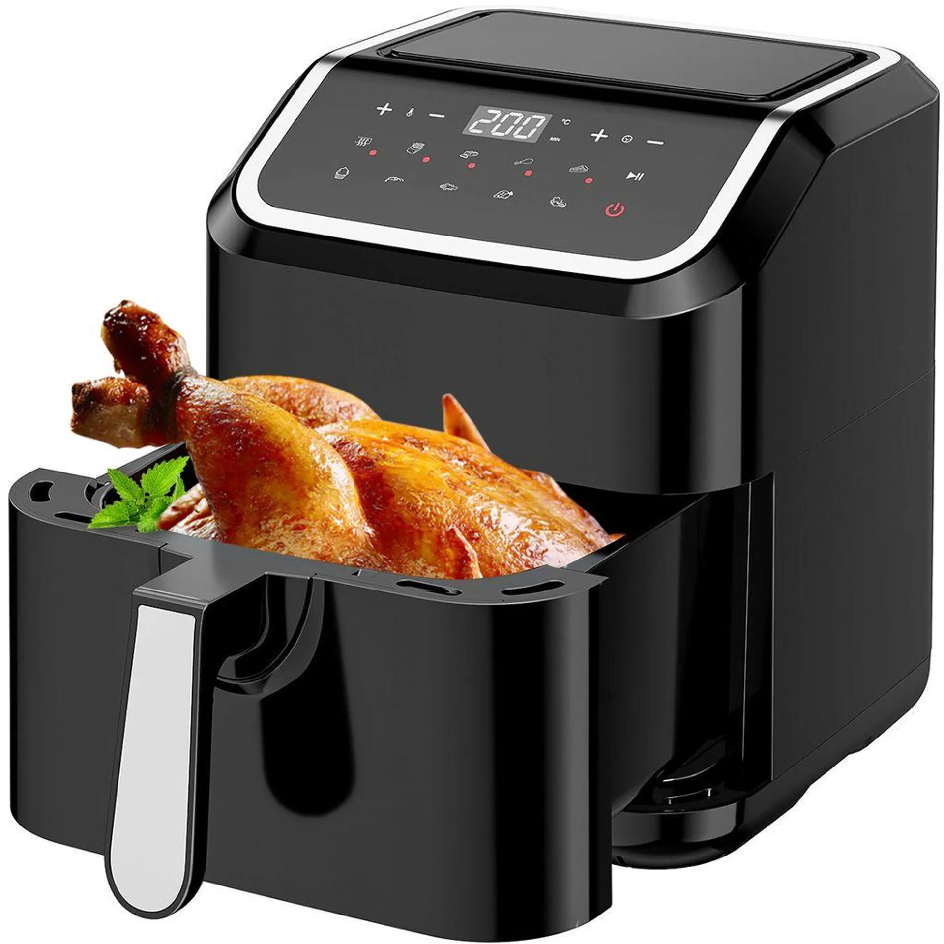 Heißluftfritteuse 5.5L XXL Ohne Öl Air Fryer 1600W Heizluft Fritteuse LED-Touchscreen, Airfryer Einstellbare Zeit/Temperaturregelung für Luftbraten, Braten