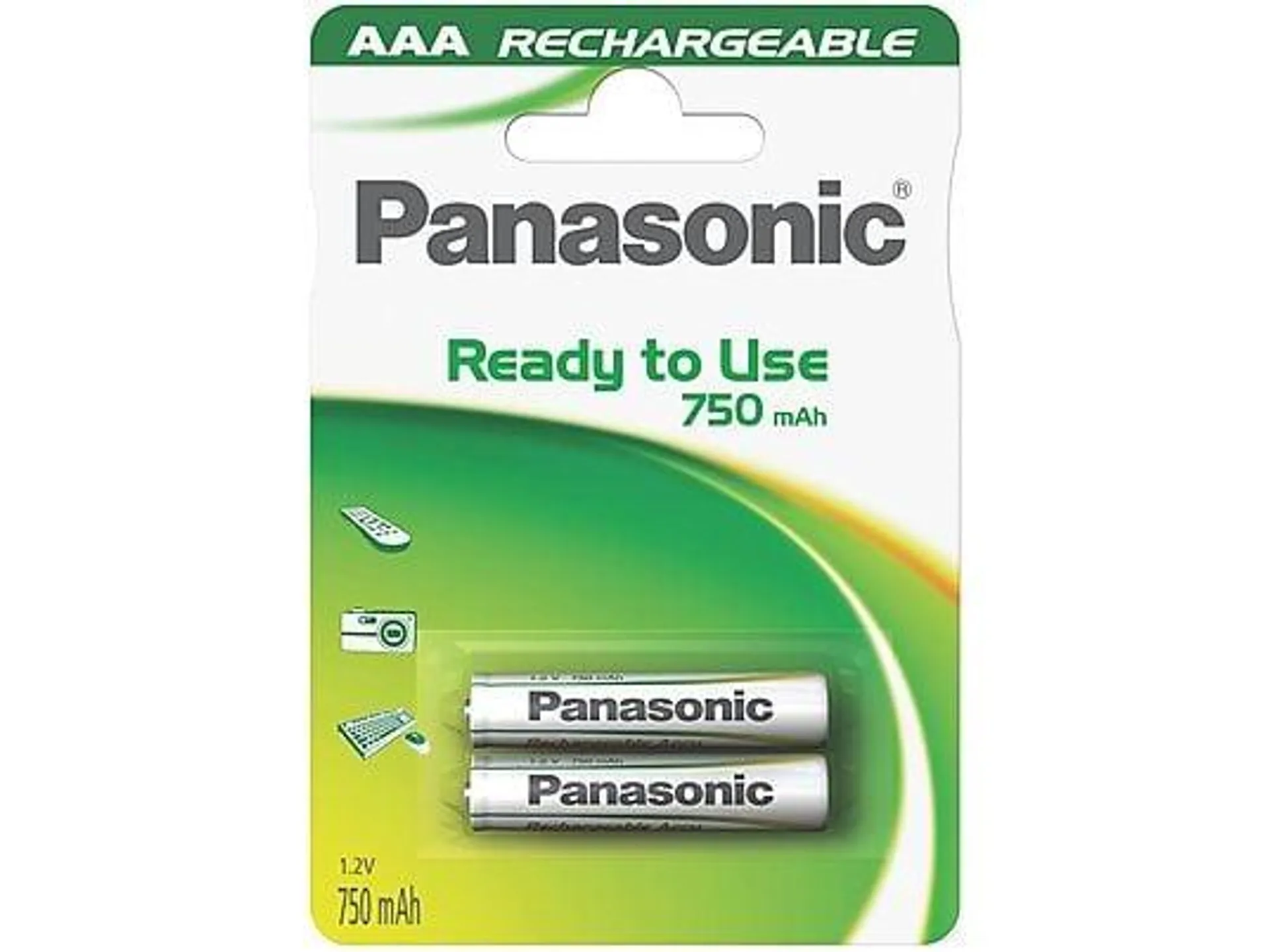 PANASONIC HHR-4MVE/2BC P03E/2BC750 EVOLTA AAA Micro Batterie (wiederaufladbar), 1.2 Volt, 750 mAh 2 Stück