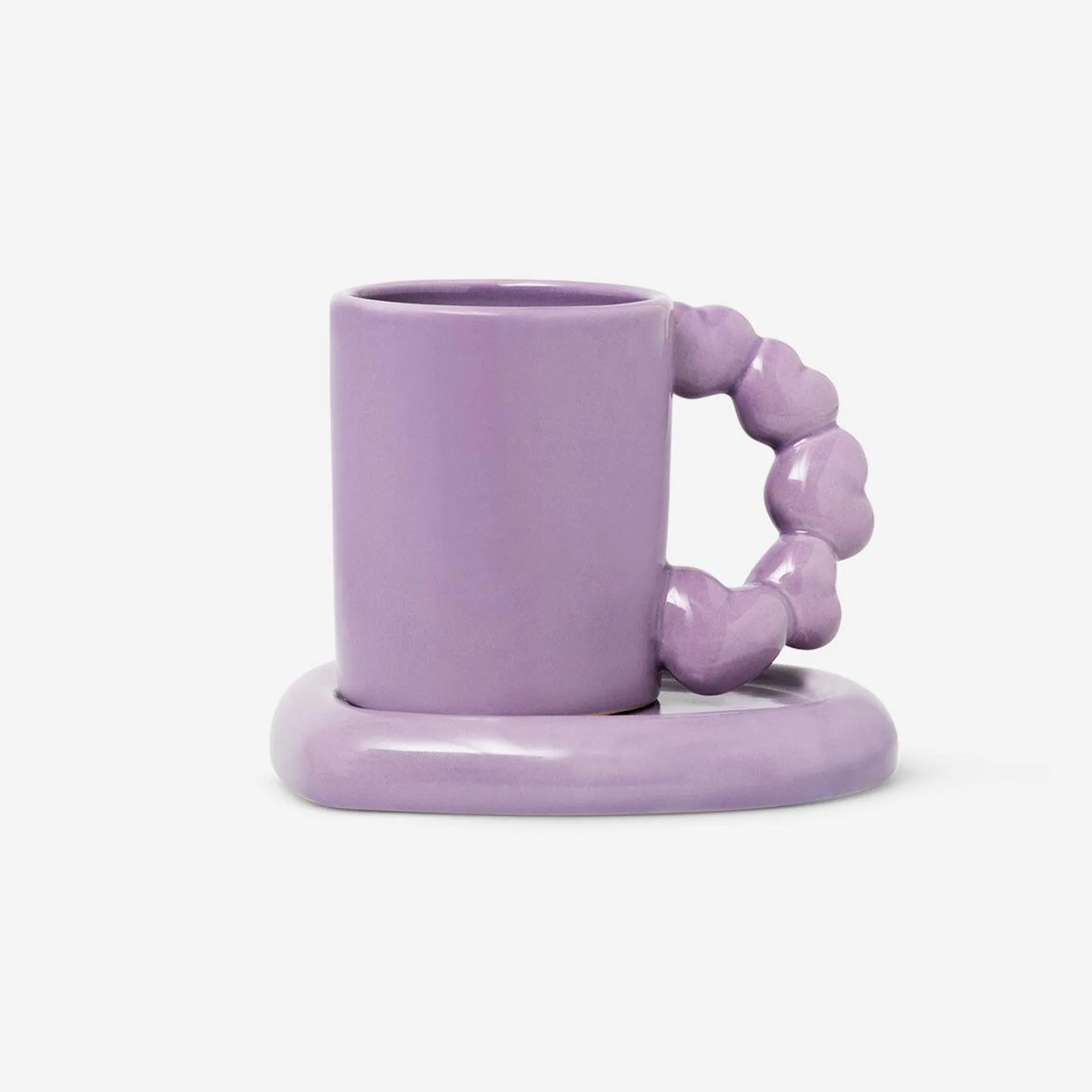 Mug with bubble handle and heart shaped saucer - 300 ml