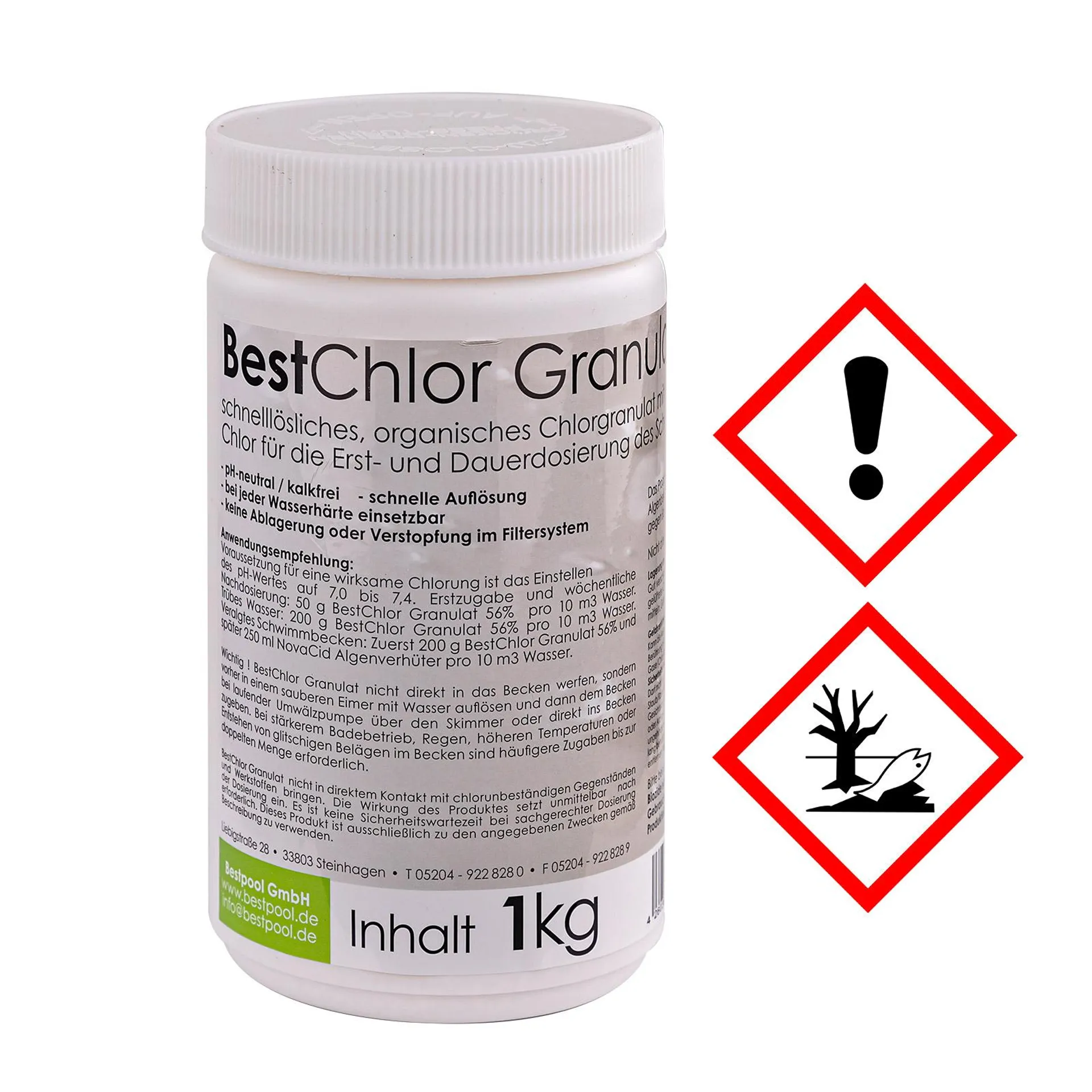 Best Chlor Granulat / Pool Wasserpflegemittel, 1 kg Dose, desinfiziert