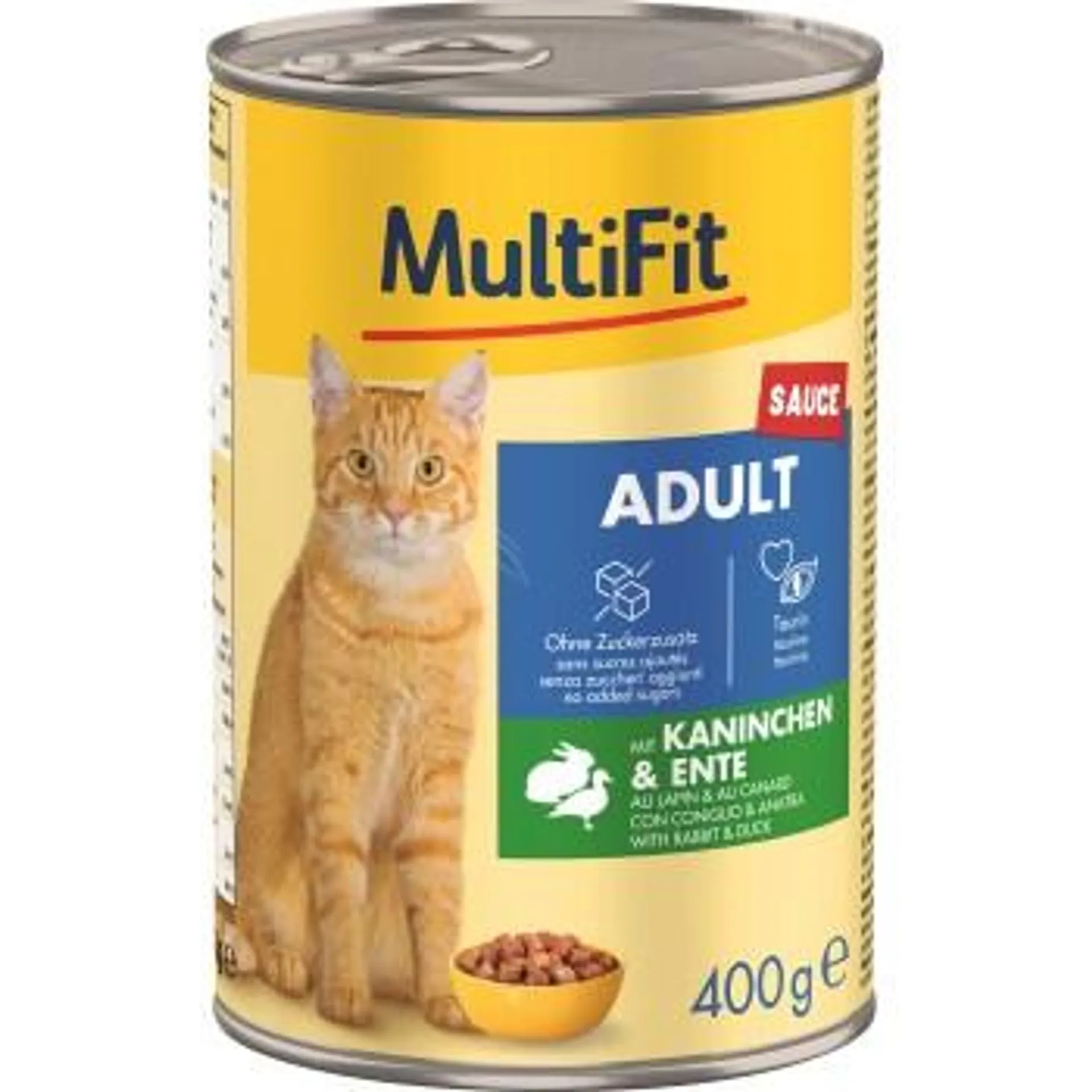 MultiFit Nassfutter Katze Adult, Sauce, Kaninchen & Ente 6x400 g