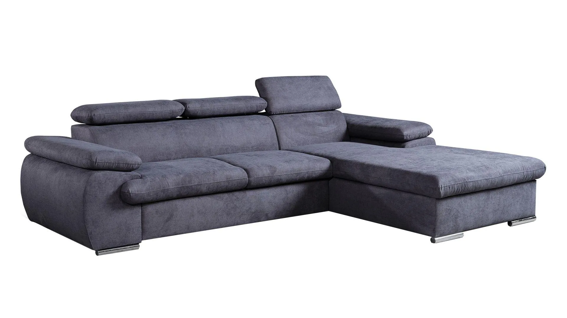 Ecksofa mit Schlaffunktion grau Bettkasten 284 x 196 cm - COAL