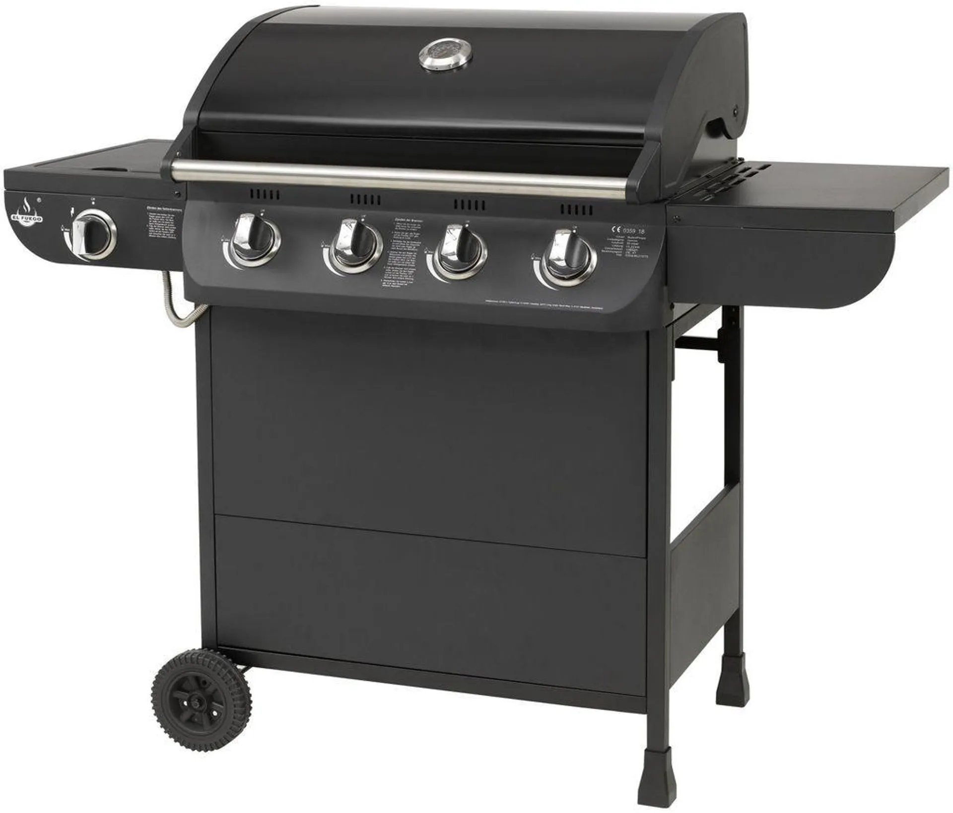 El Fuego Gasgrill Columbus 4+1 AY0563 schwarz mit Seitenbrenner