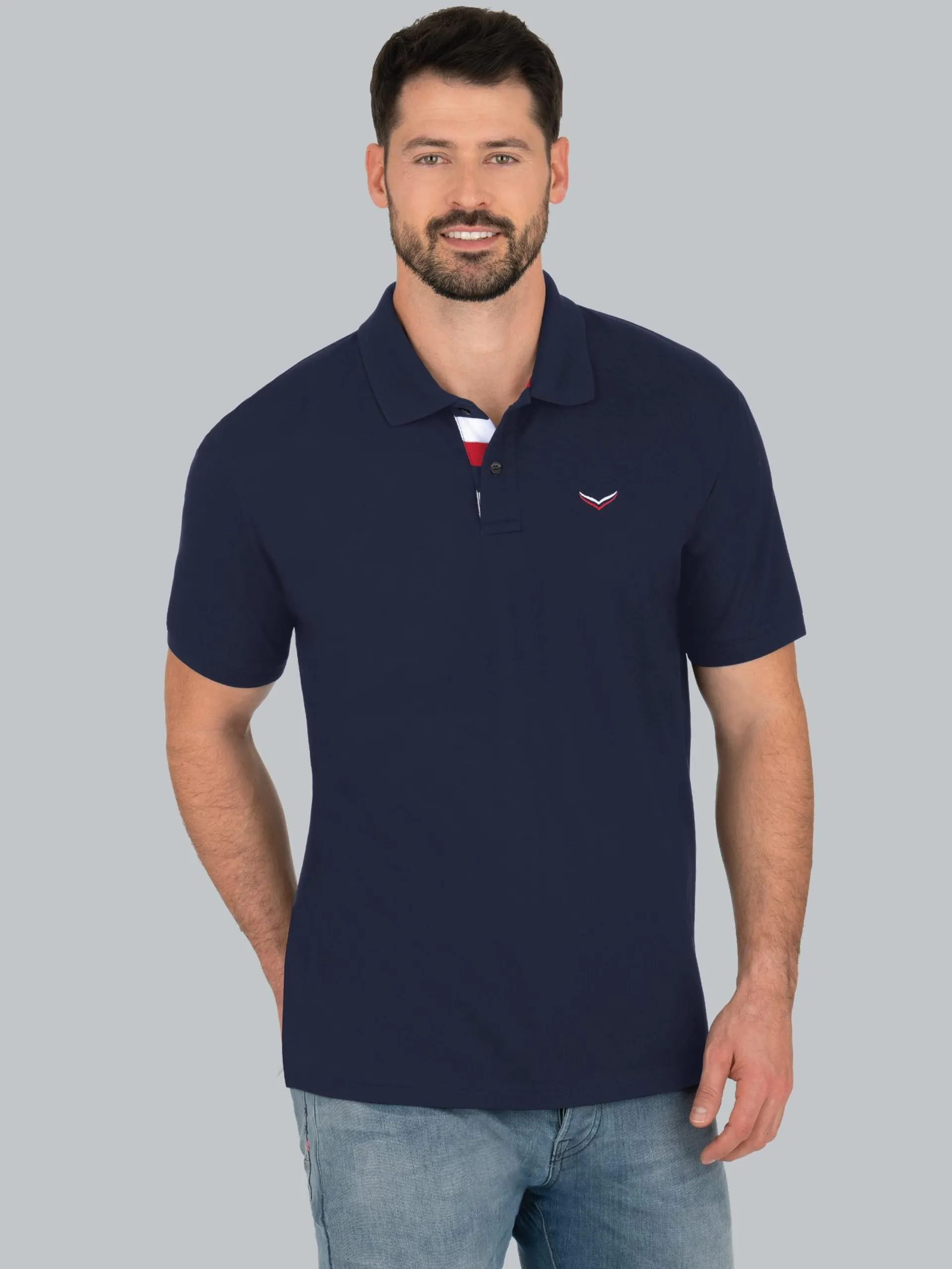 Poloshirt mit dreifarbiger Knopfleiste Navy