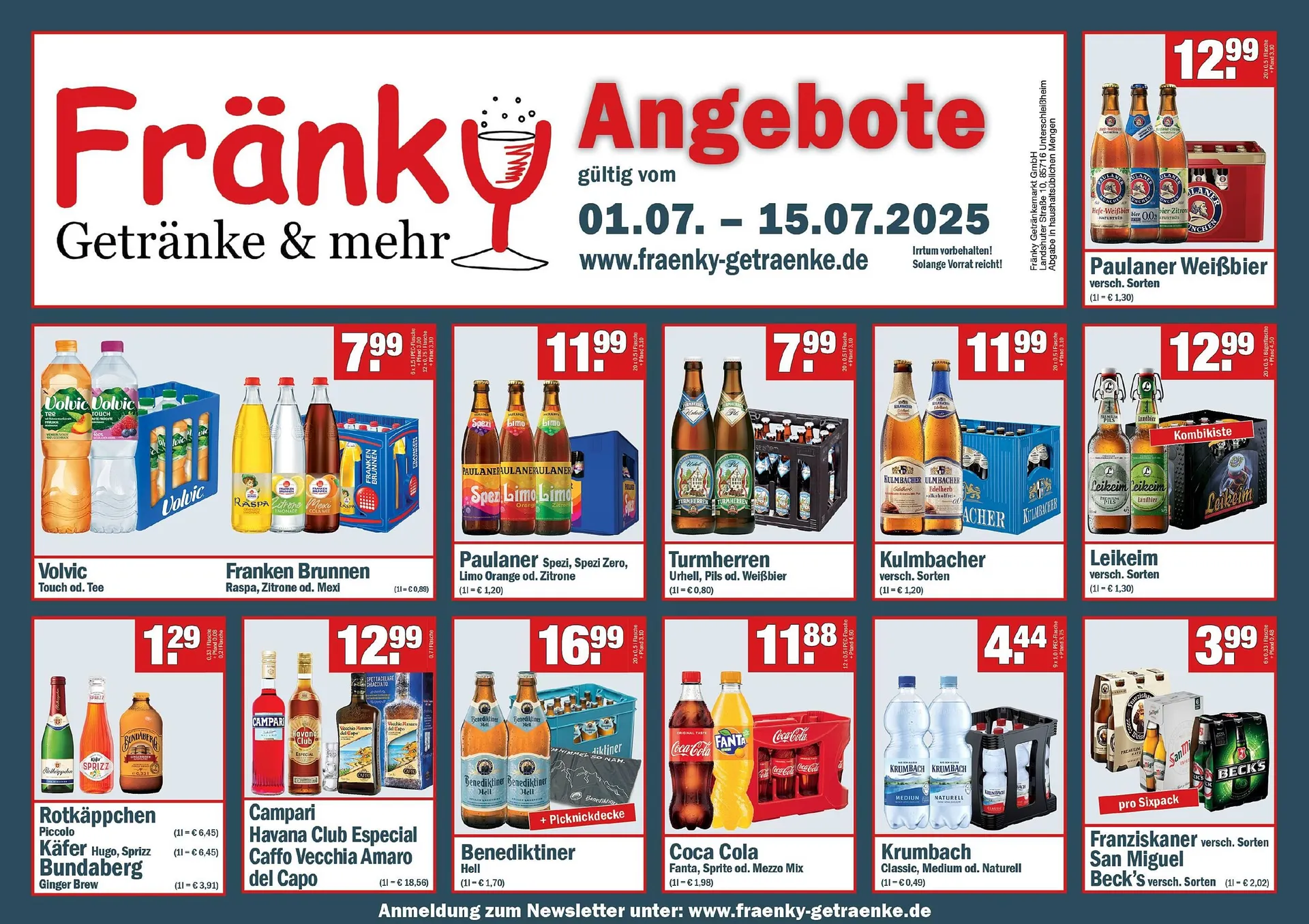 Fränky Getränke Prospekt von 1. Juli bis 15. Juli 2025 - Prospekt seite 1
