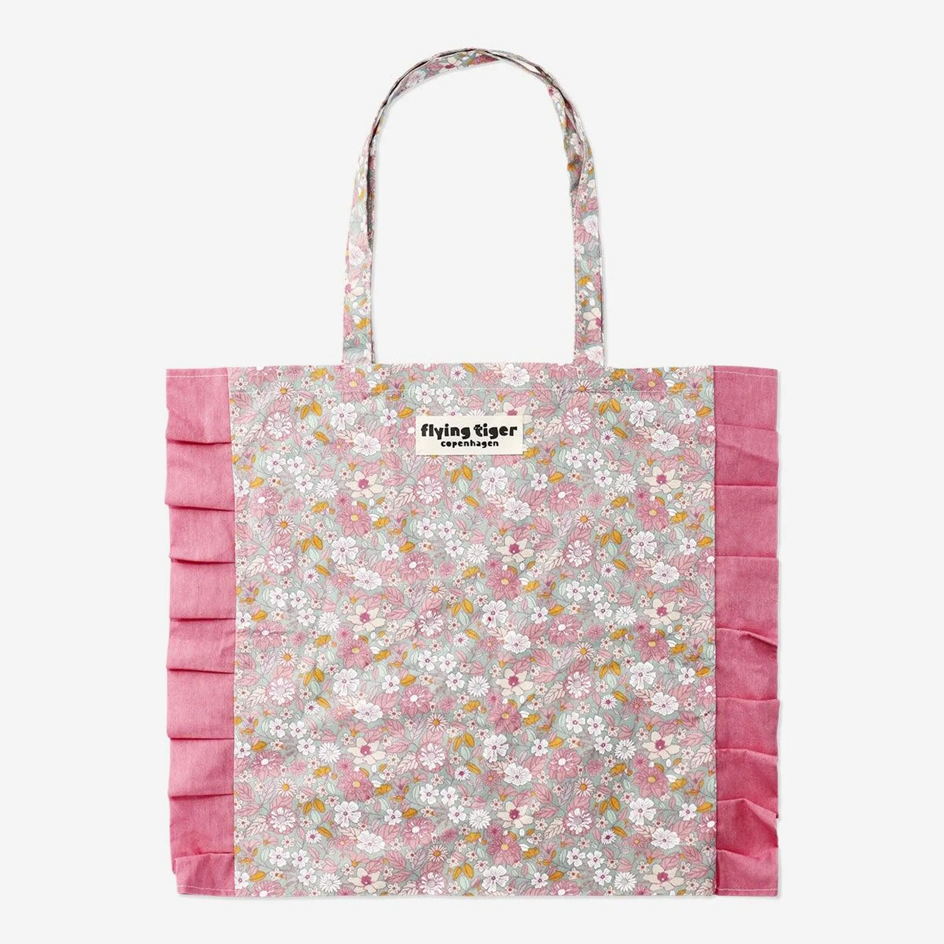 Flower shaped tote bag with pink accents