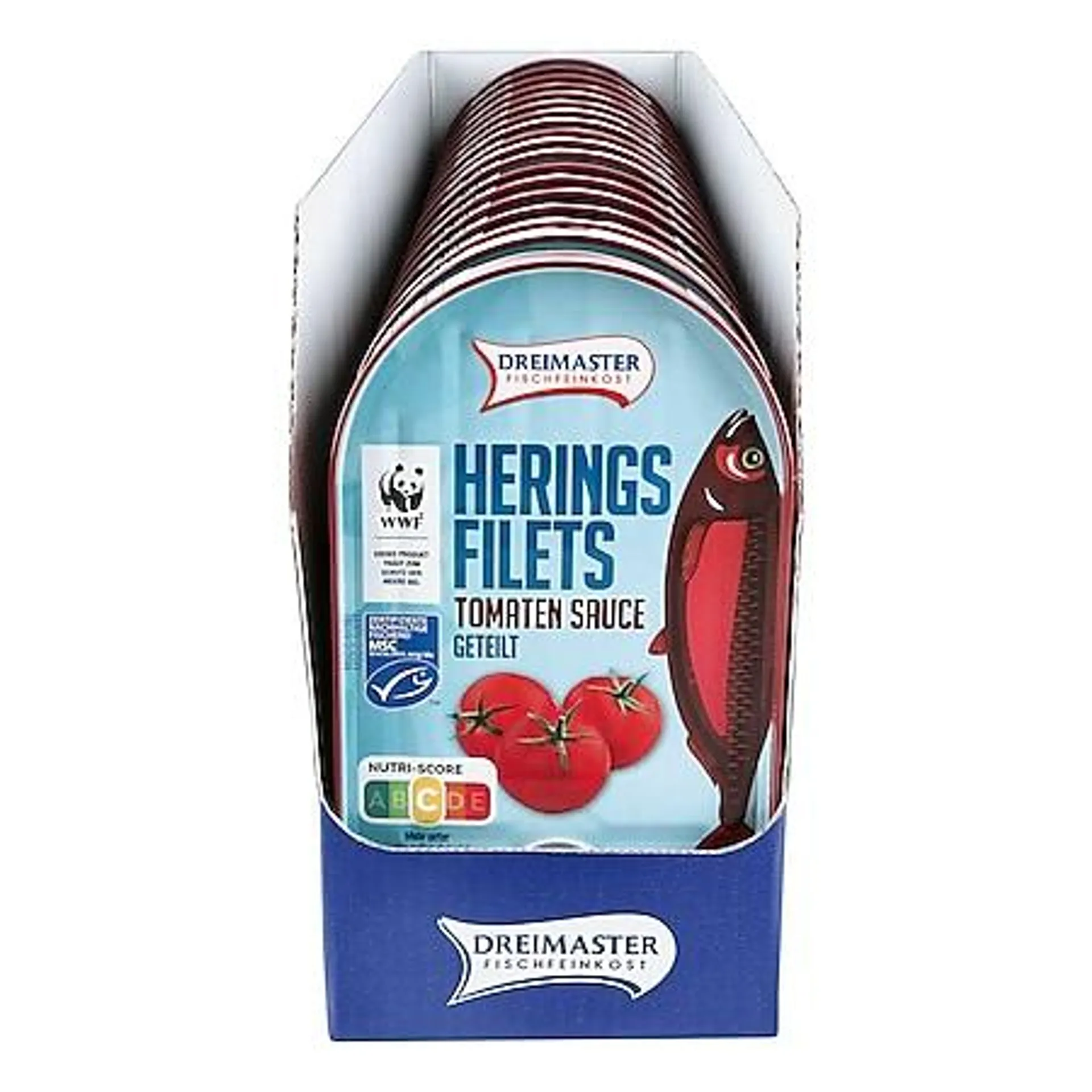 Dreimaster Heringsfilet in Tomatensauce 200 g, 18er Pack