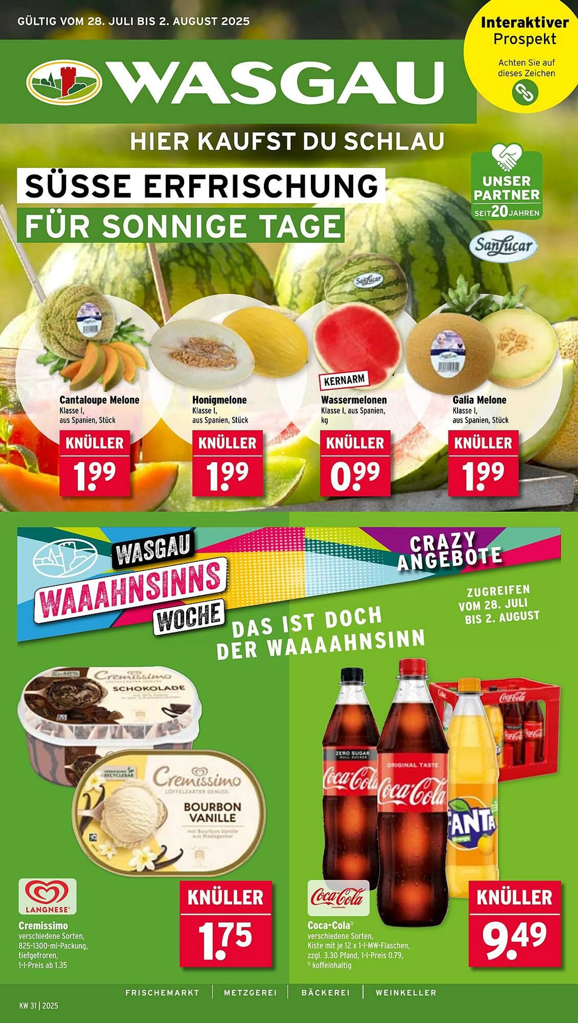 Wasgau Prospekt von 28. Juli bis 2. August 2025 - Prospekt seite 1