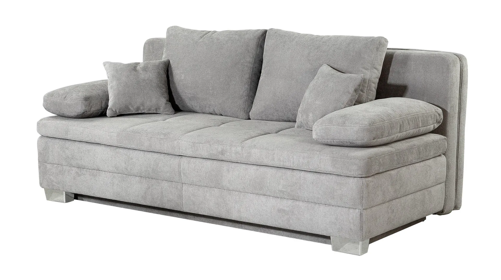 Schlafsofa grau inkl. Topper - Bettkasten 203 cm - LINDAU