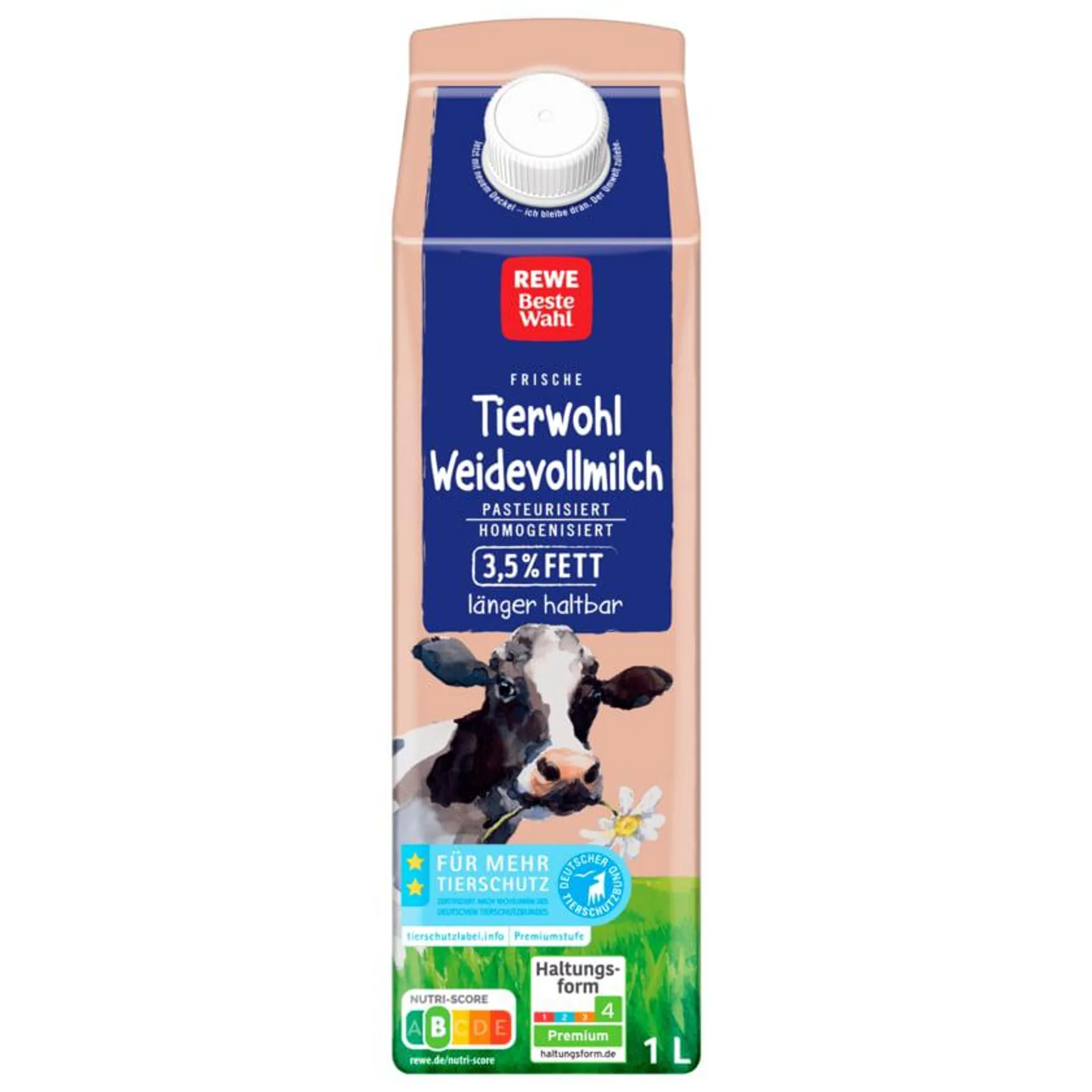 REWE Beste Wahl Weide Vollmilch 3,5% 1l