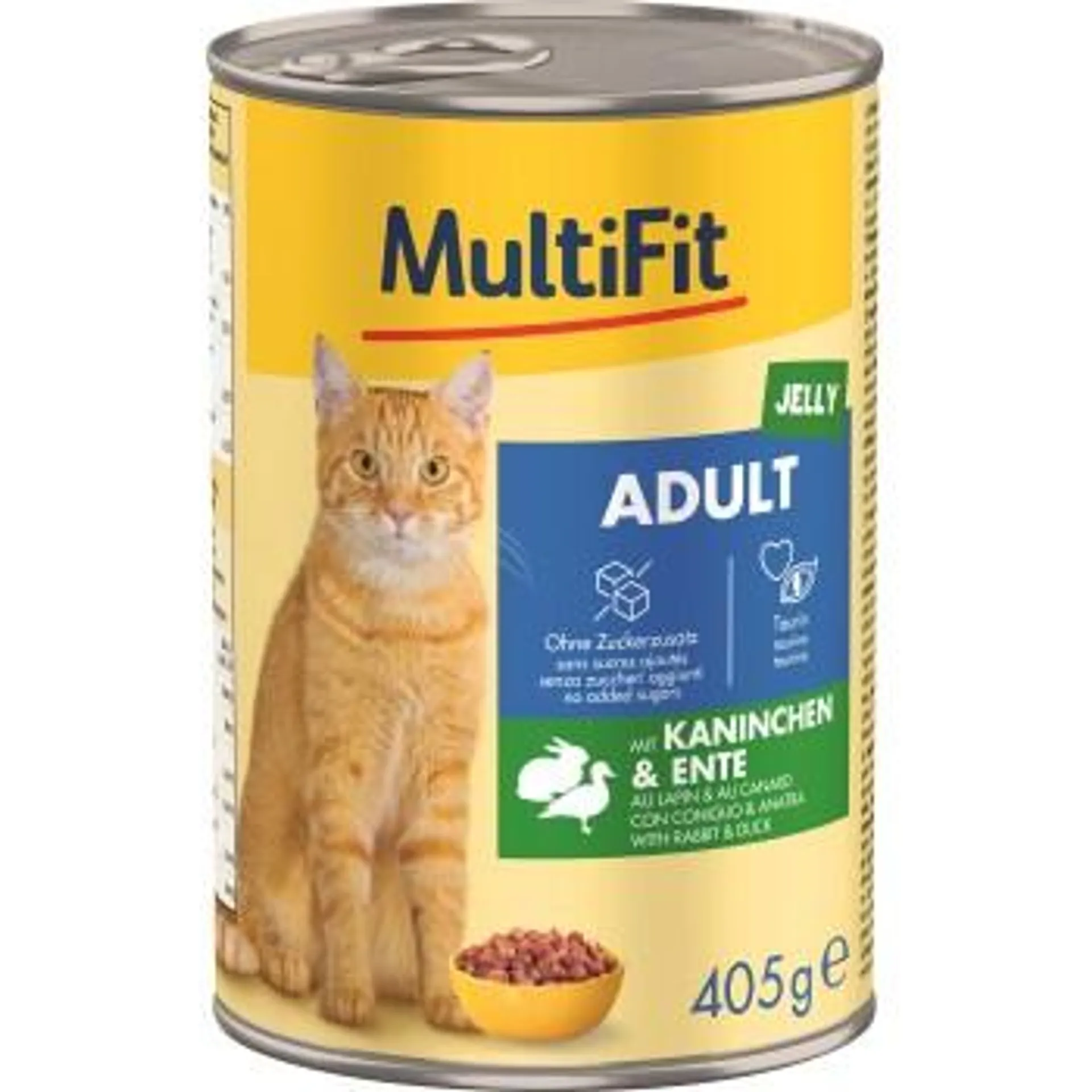 MultiFit Nassfutter Katze Adult, in Gelee, Kaninchen & Ente 6x405 g