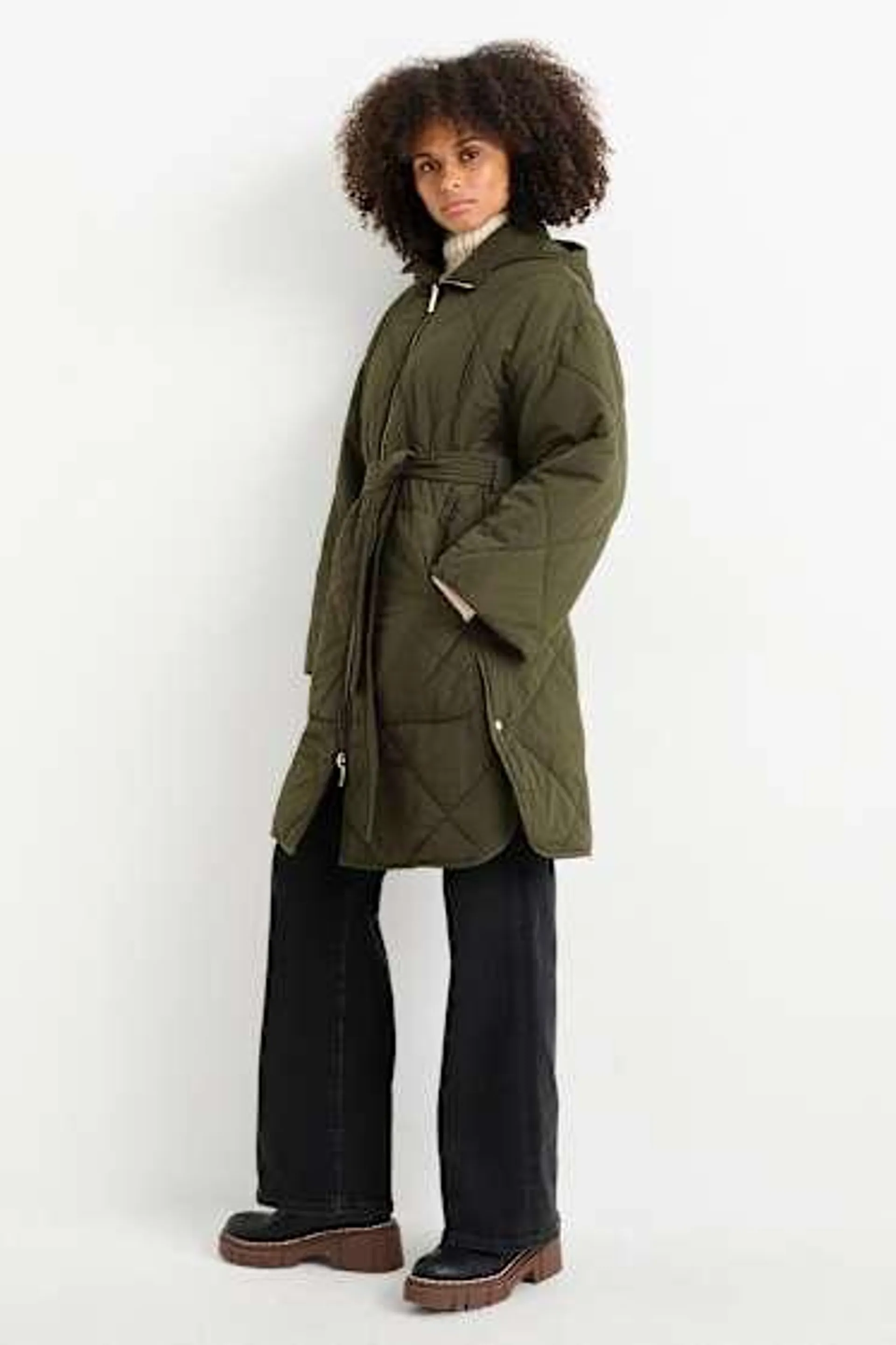 Reversible parka with hood