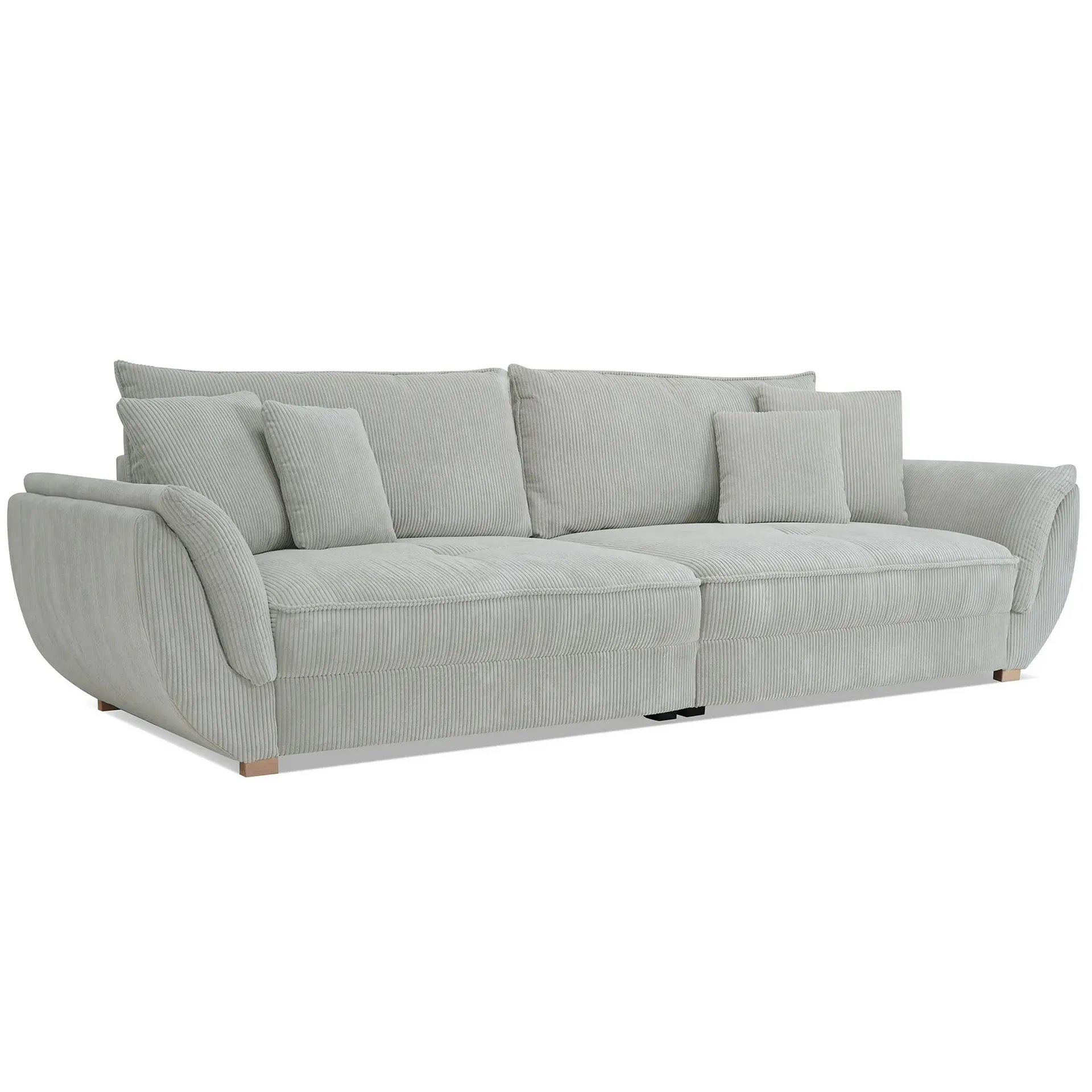 Big Sofa - silber - Cordstoff - mit Kissen