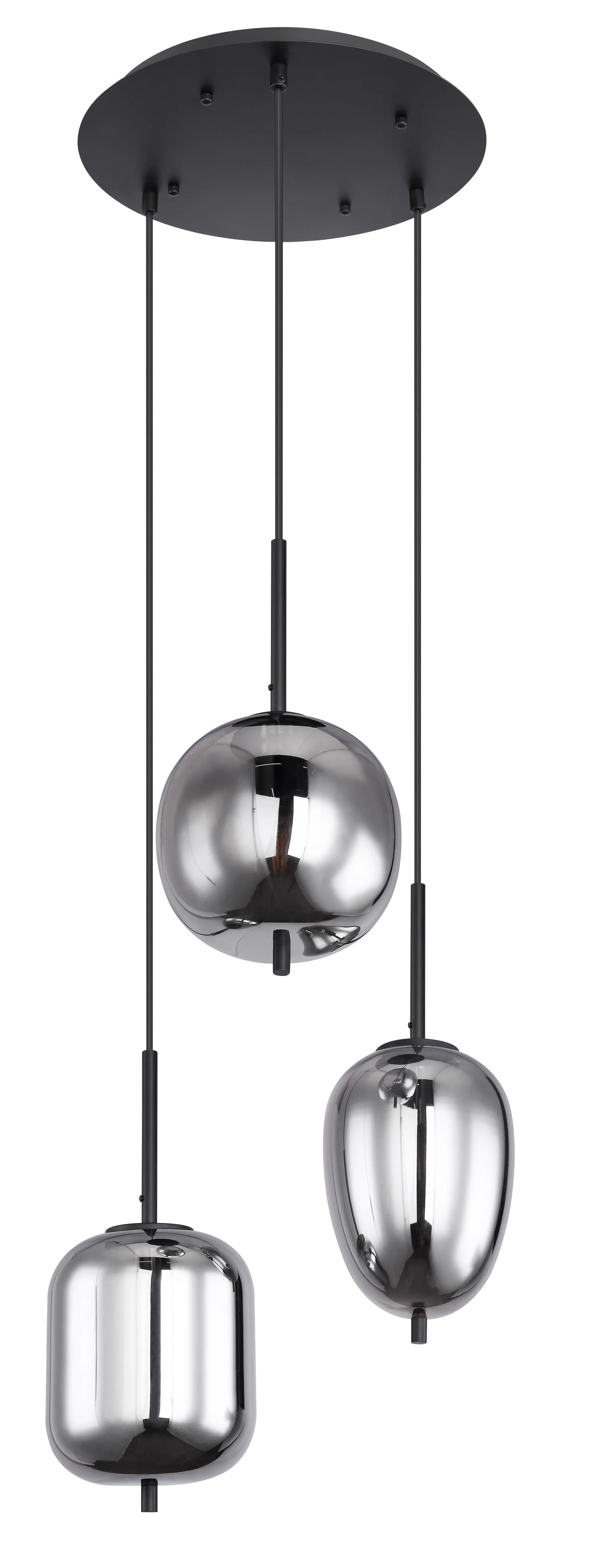 GLOBO Retrofit Pendelleuchte Blacky schwarz /rauchfarbig 46x46cm H120cm