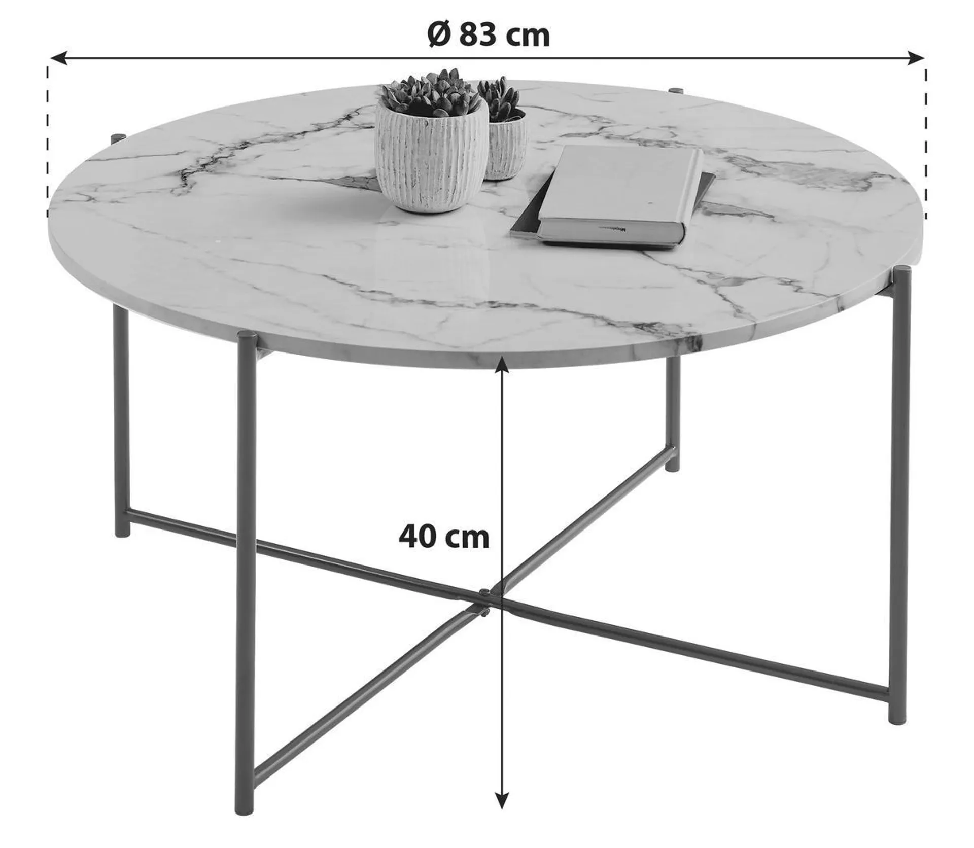 in Metall, Holzwerkstoff 83/83/40 cm