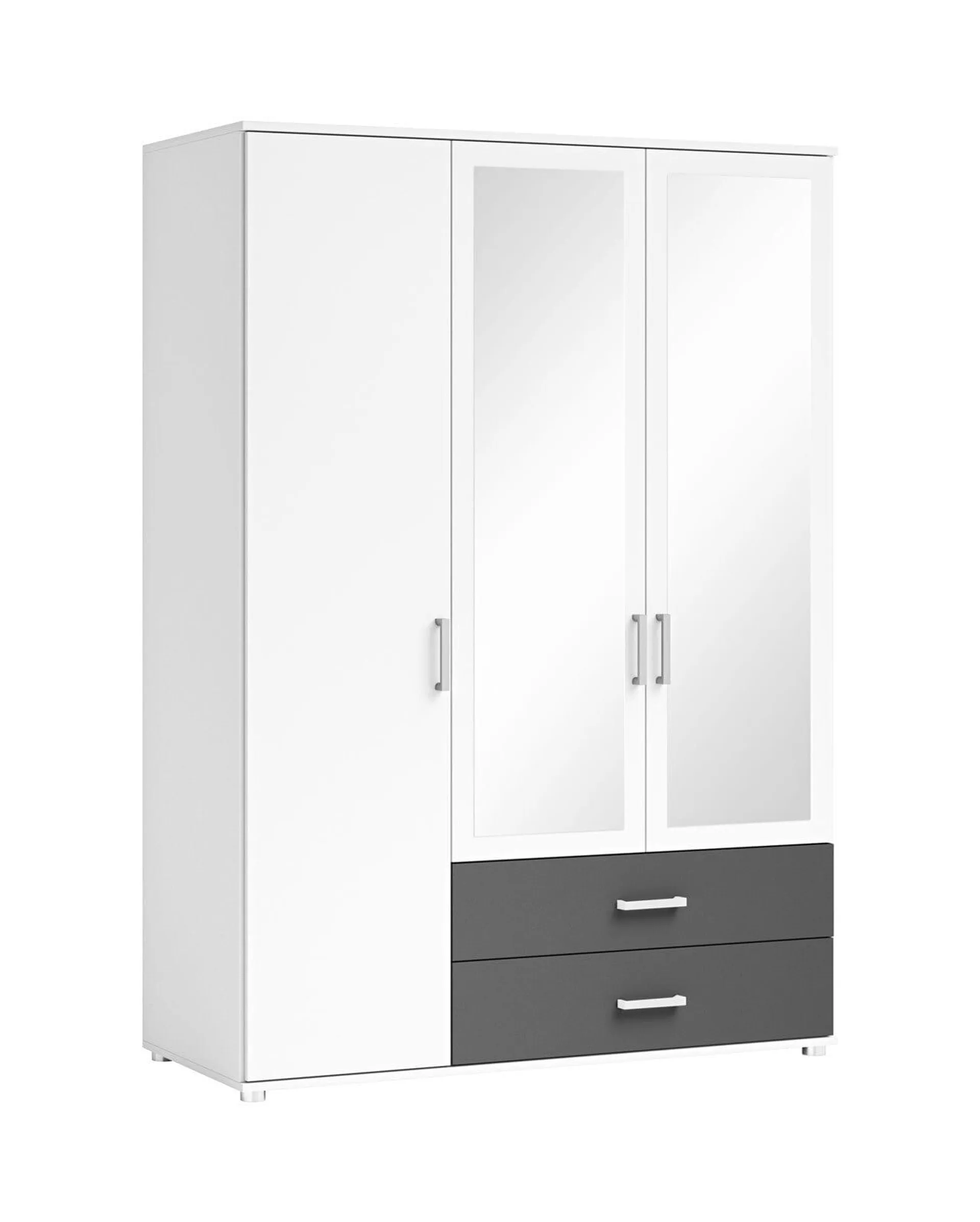 Kleiderschrank Inga 3-trg. 125x190x51 cm, weiß/graphit