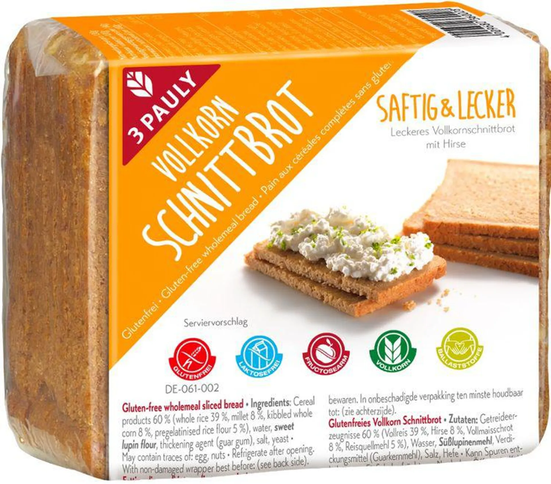 3 Pauly - Glutenfreies Vollkorn Schnittbrot 500g