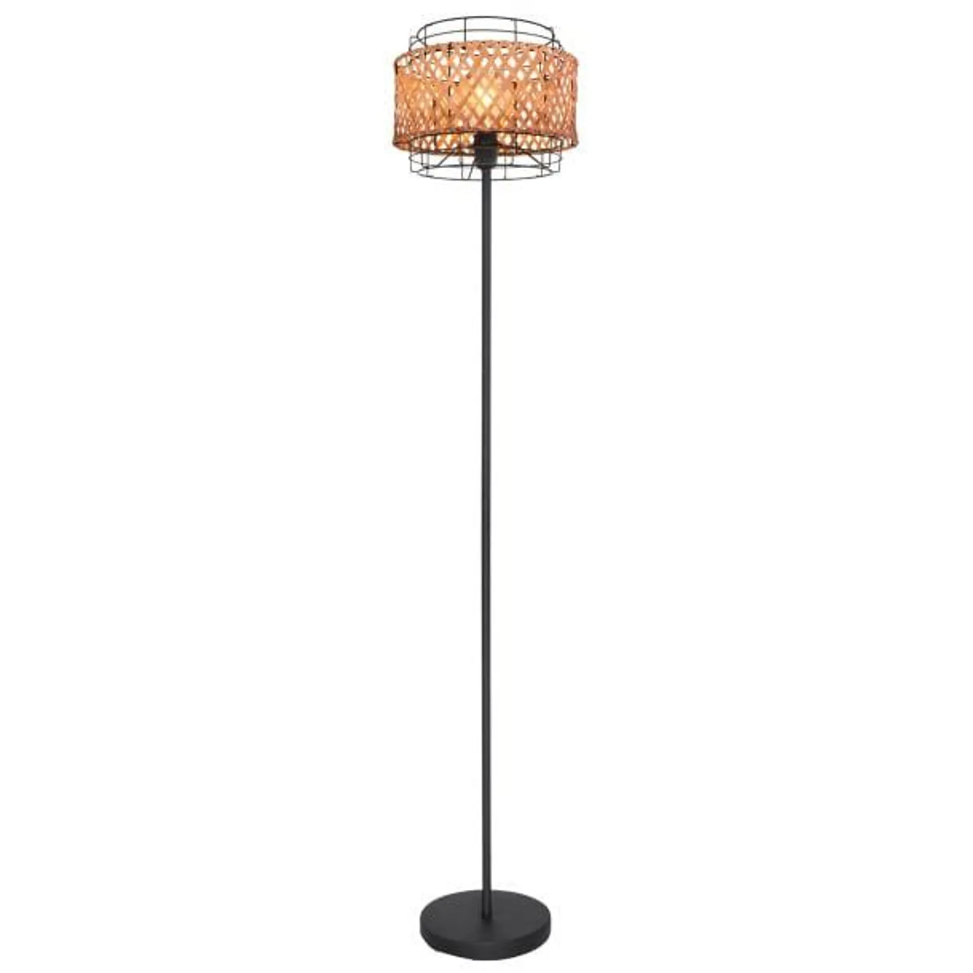 GINA Stehlampe braun, schwarz 15668S, D/H: 30 x 151 cm, Metall, Holz