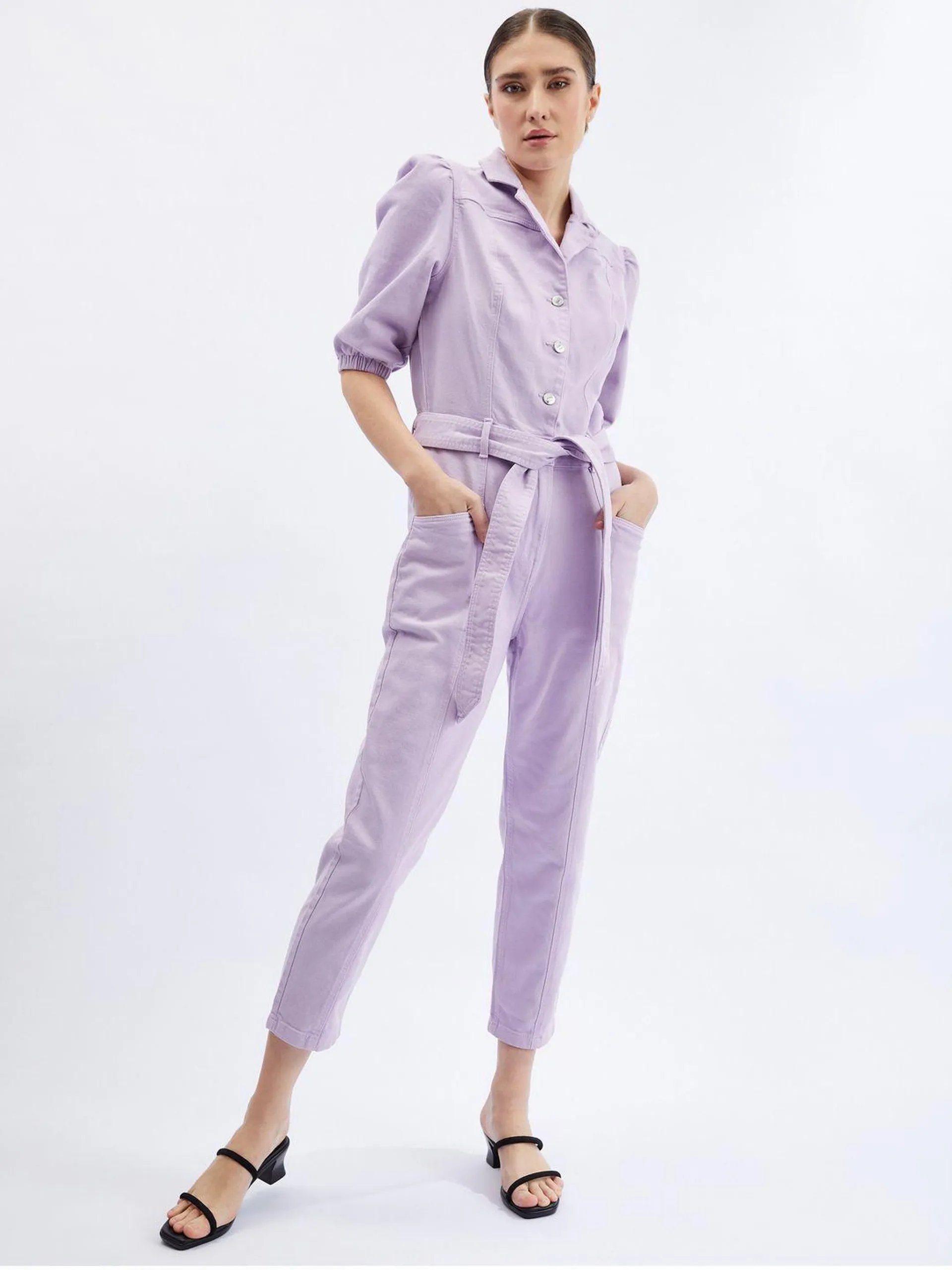 Lila Damen-Jumpsuit aus Denim ORSAY