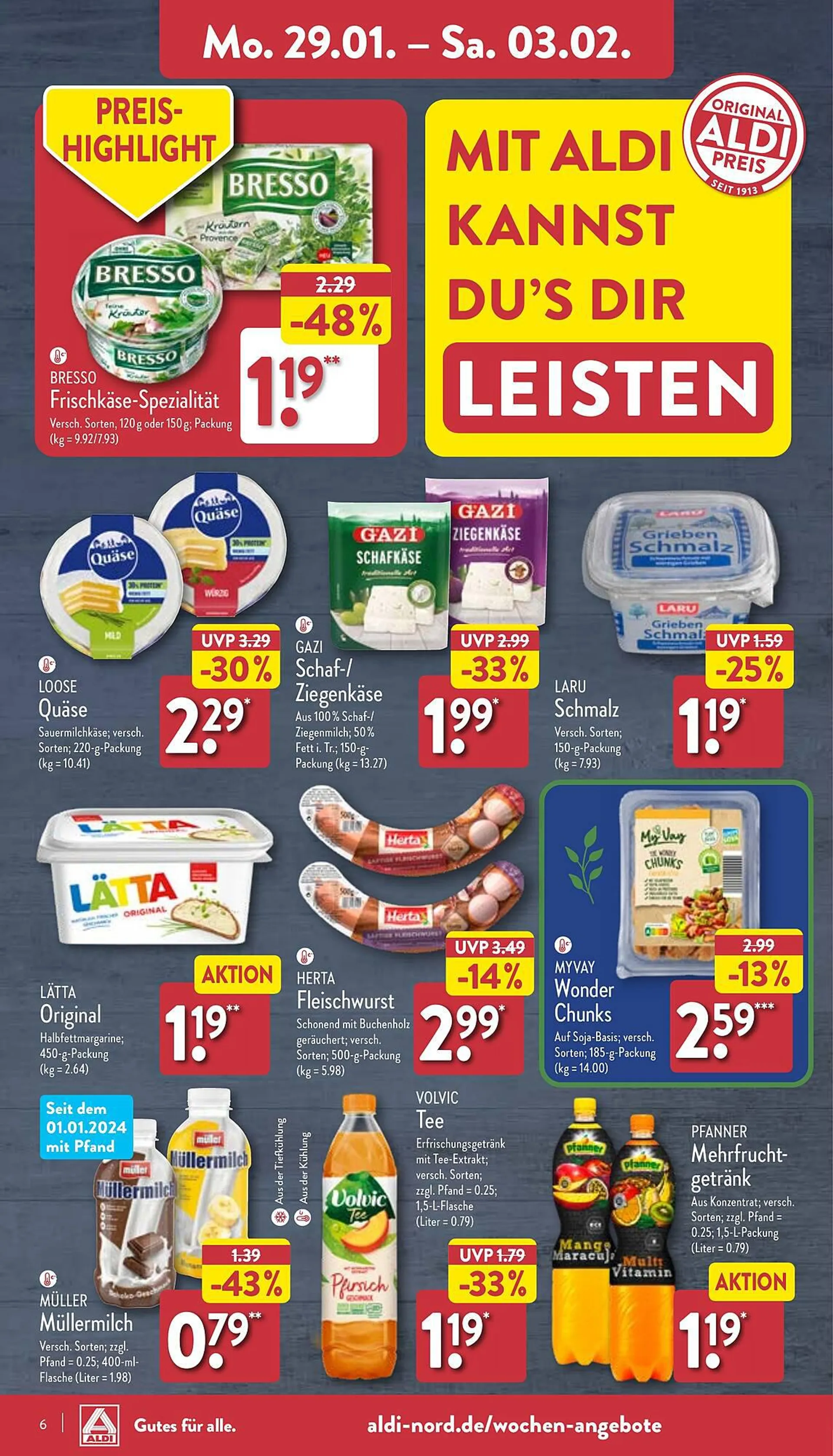 Aldi Nord Prospekt von 29. Januar bis 3. Februar 2024 - Prospekt seite 6