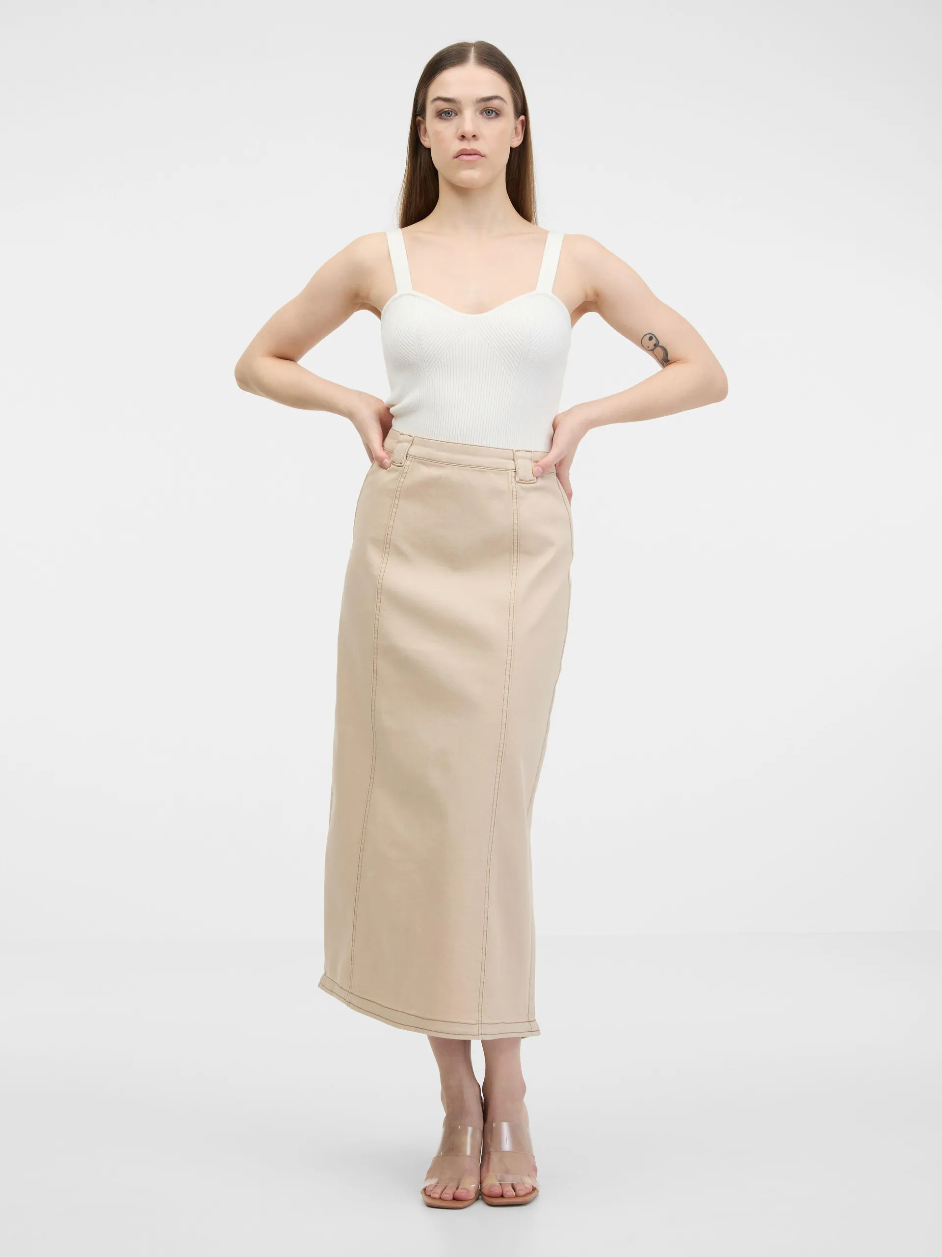 Beige Damen-Jeansrock ORSAY