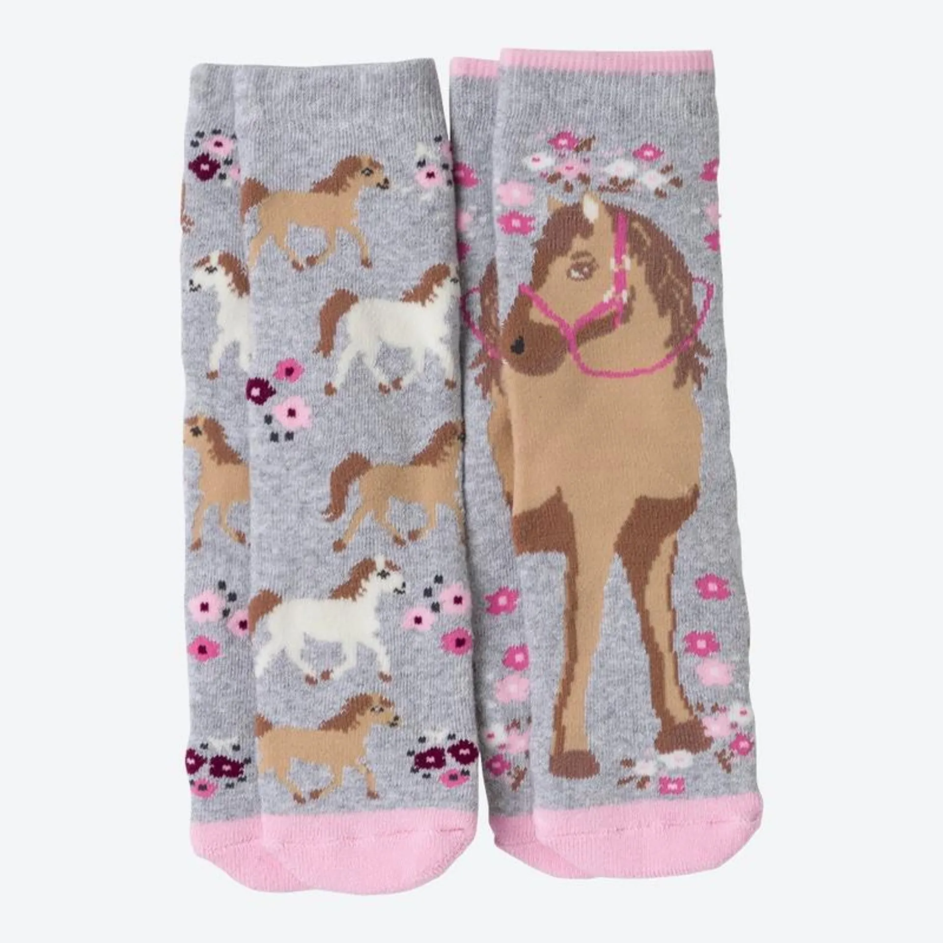 Kinder-Mädchen-Thermosocken mit Tieren, 2er-Pack