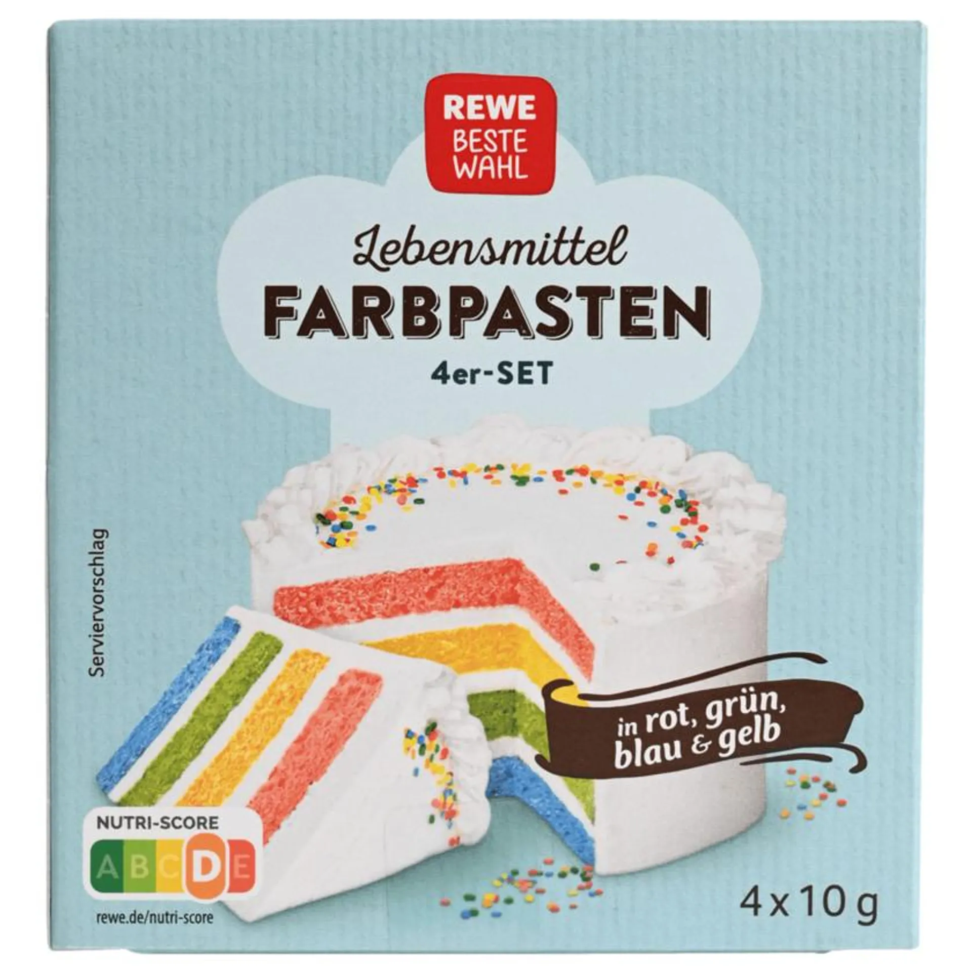 REWE Beste Wahl Lebensmittel Farbpasten in rot, grün, gelb & blau 4x10g