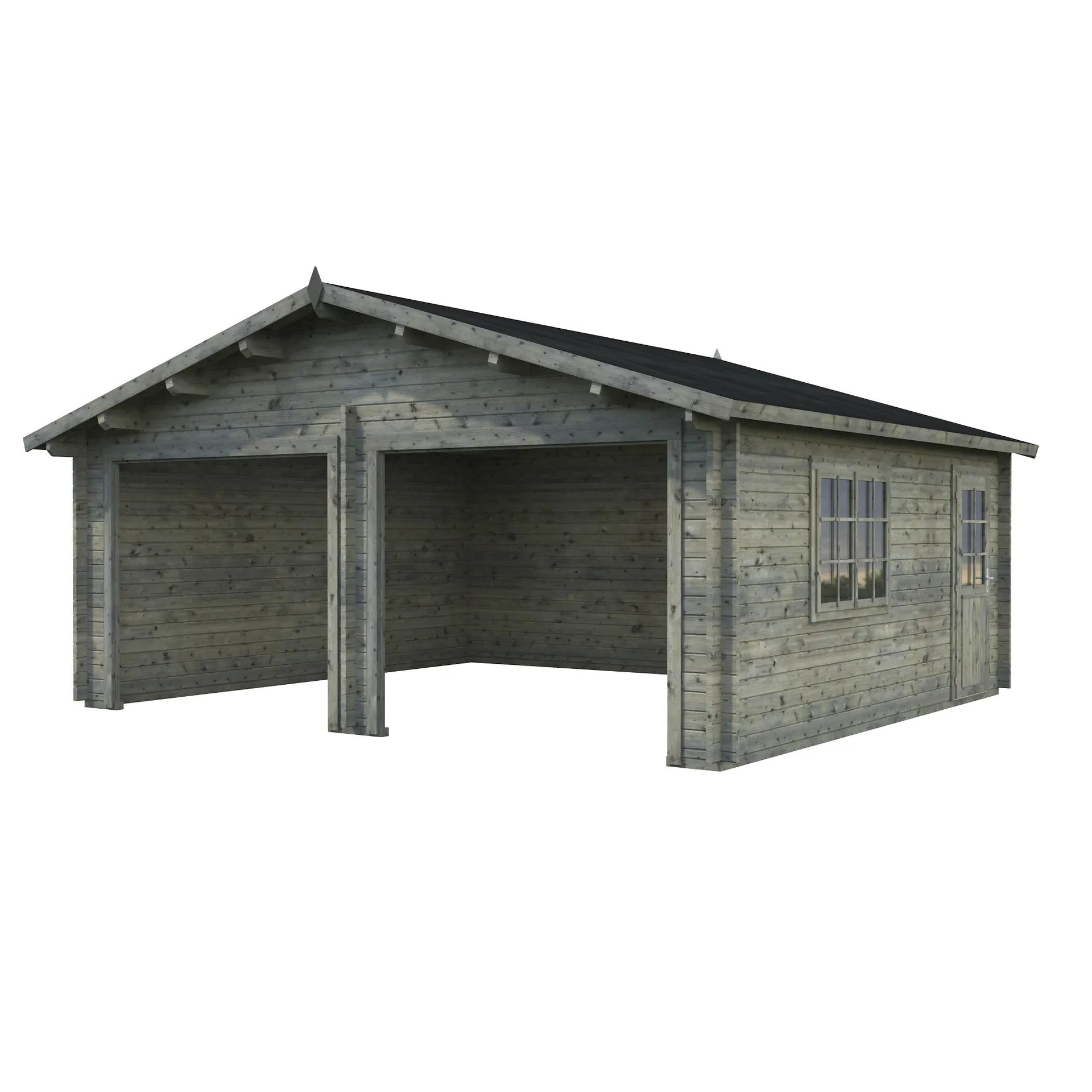 Blockbohlen-Garage, BxT: 575 x 510 cm (Außenmaße), Holz