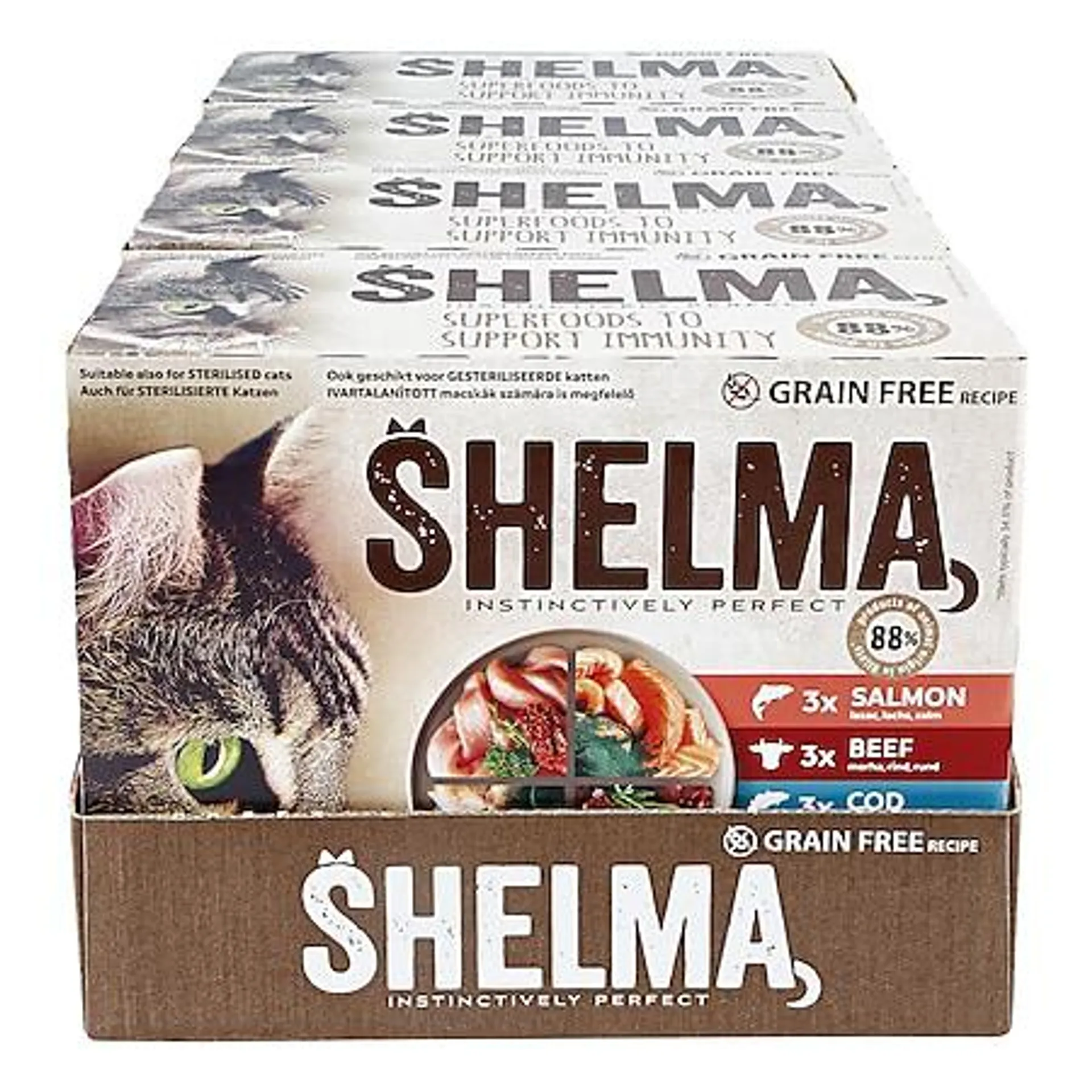 Shelma Multipack Fleisch+Fisch 12 x 85 g, 4er Pack