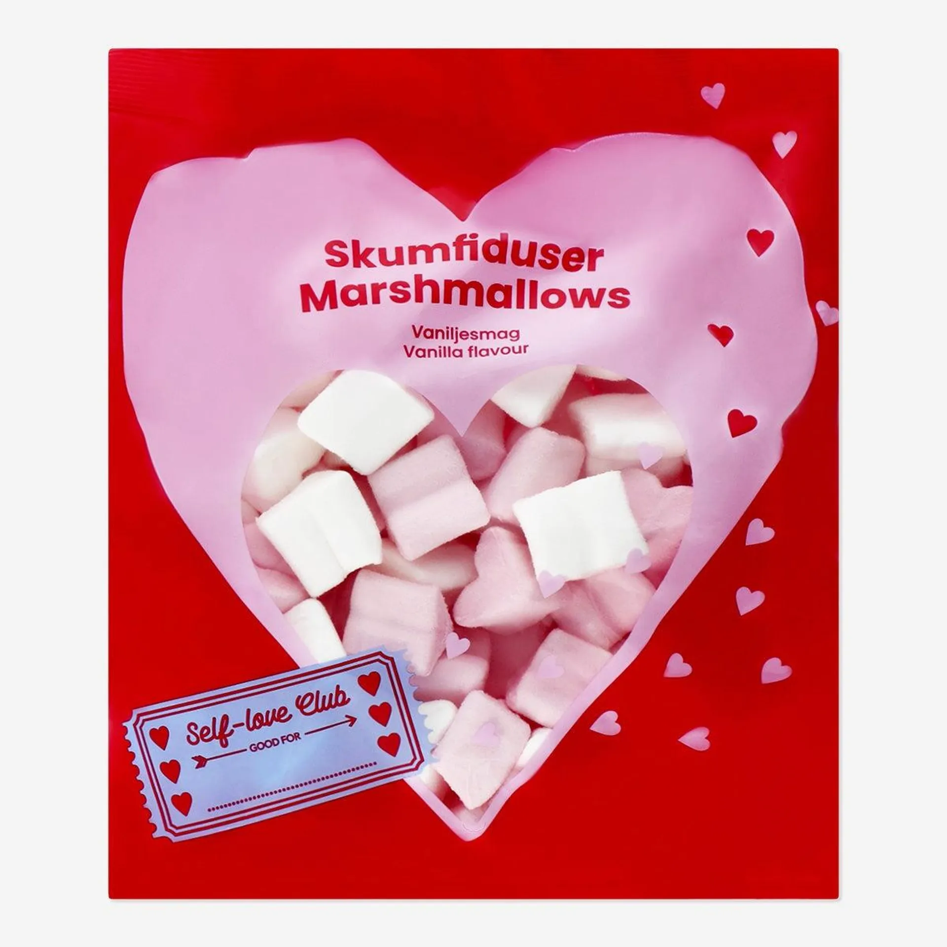 Marshmallow hearts with vanilla flavour