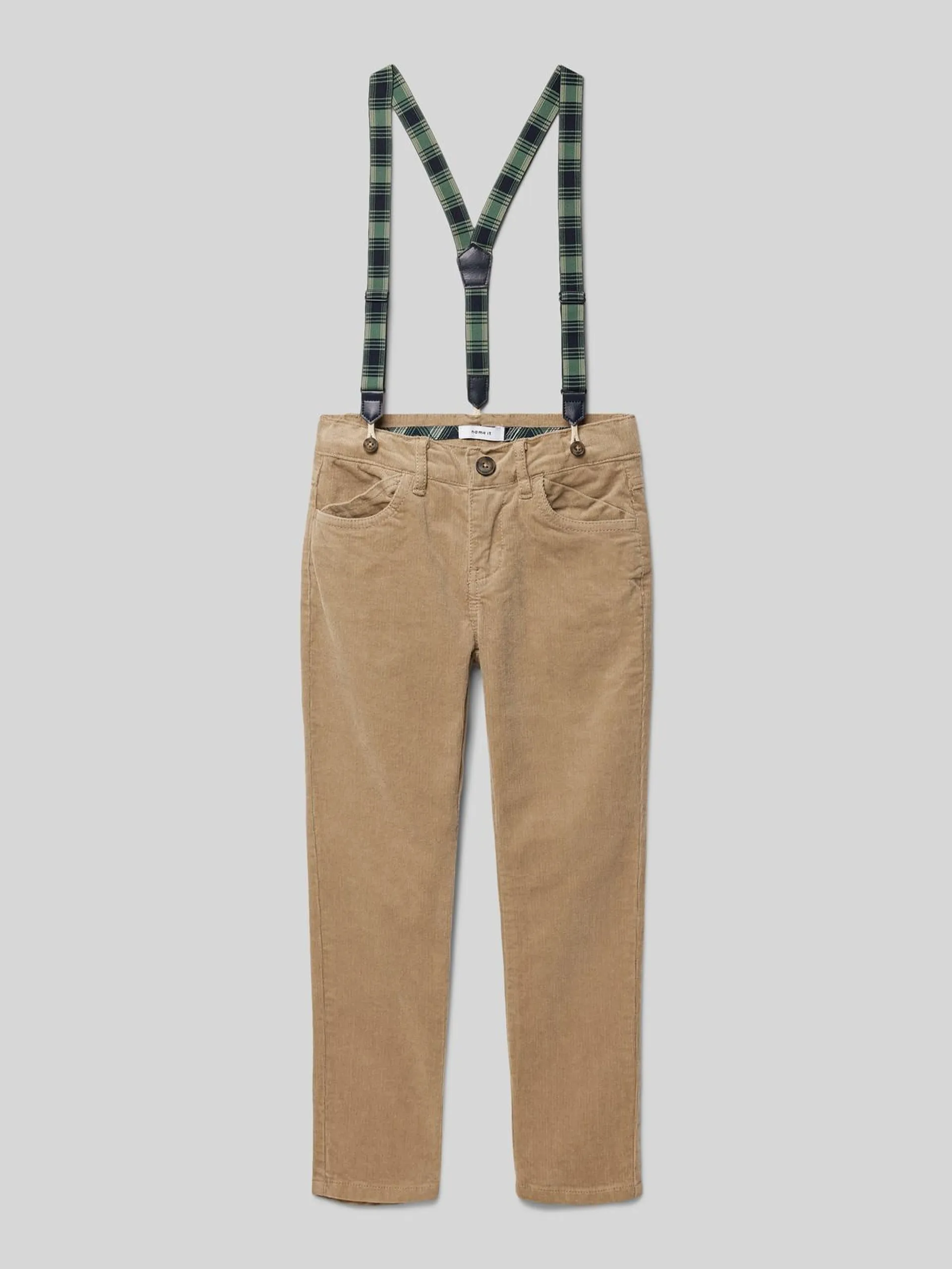 Slim Fit Cordhose mit Hosenträgern Modell 'RYAN' in camel