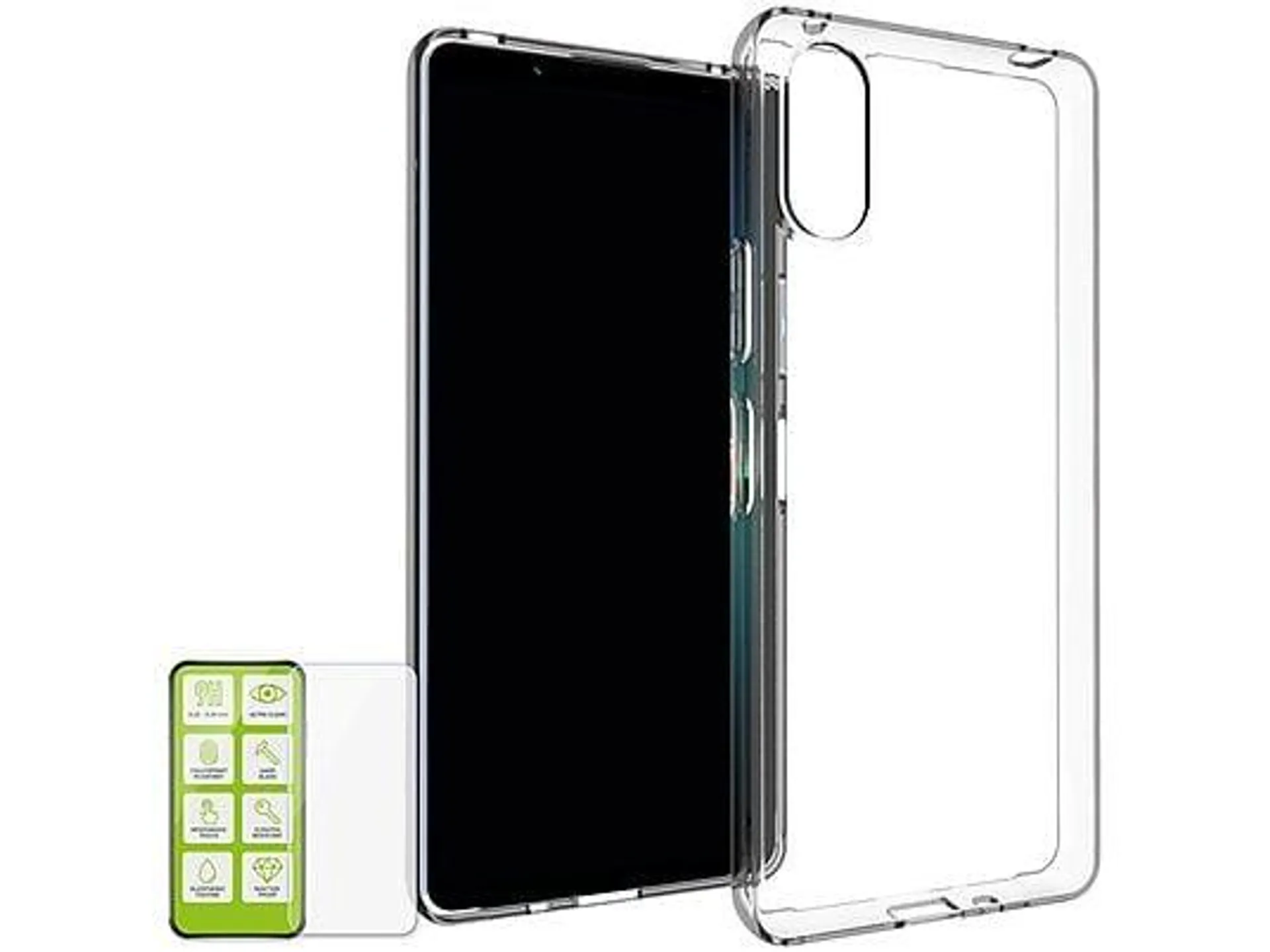 WIGENTO Produktset Silikon Hülle + H9 Hartglas, Bookcover, Sony, Xperia 10 VI, Transparent