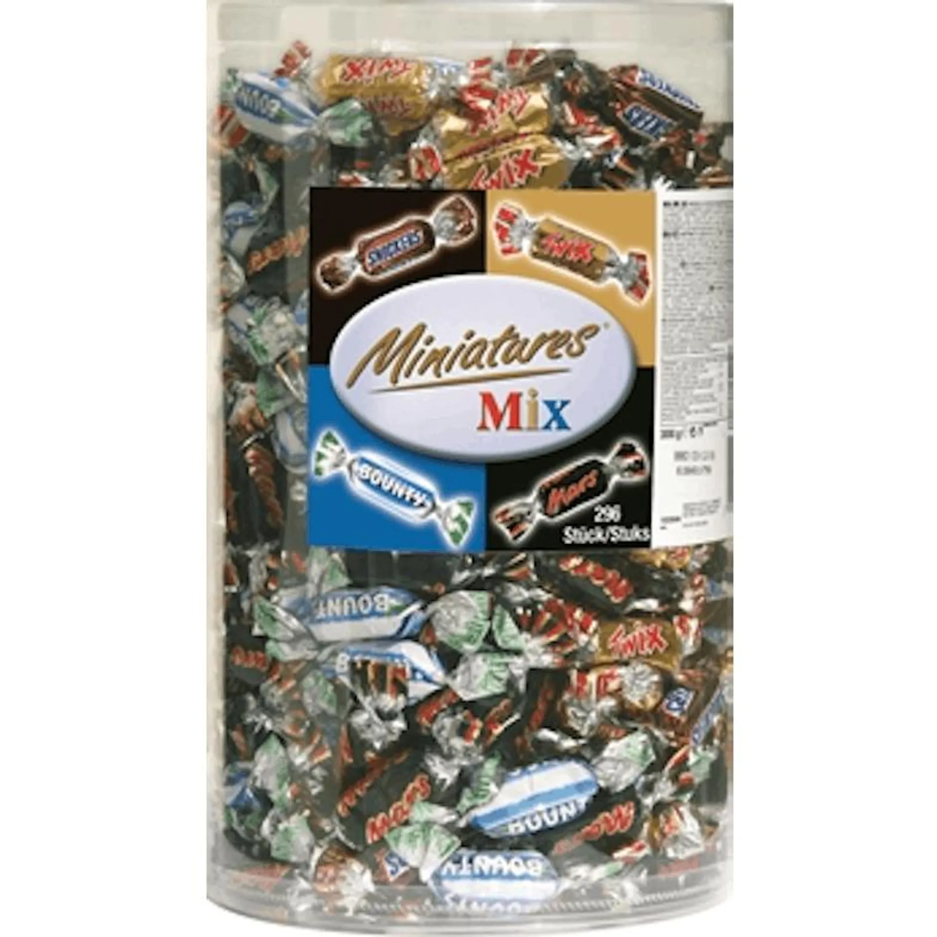 Miniatures Mix, Bounty, Snickers, Mars, Twix 296 Stück (3 kg)