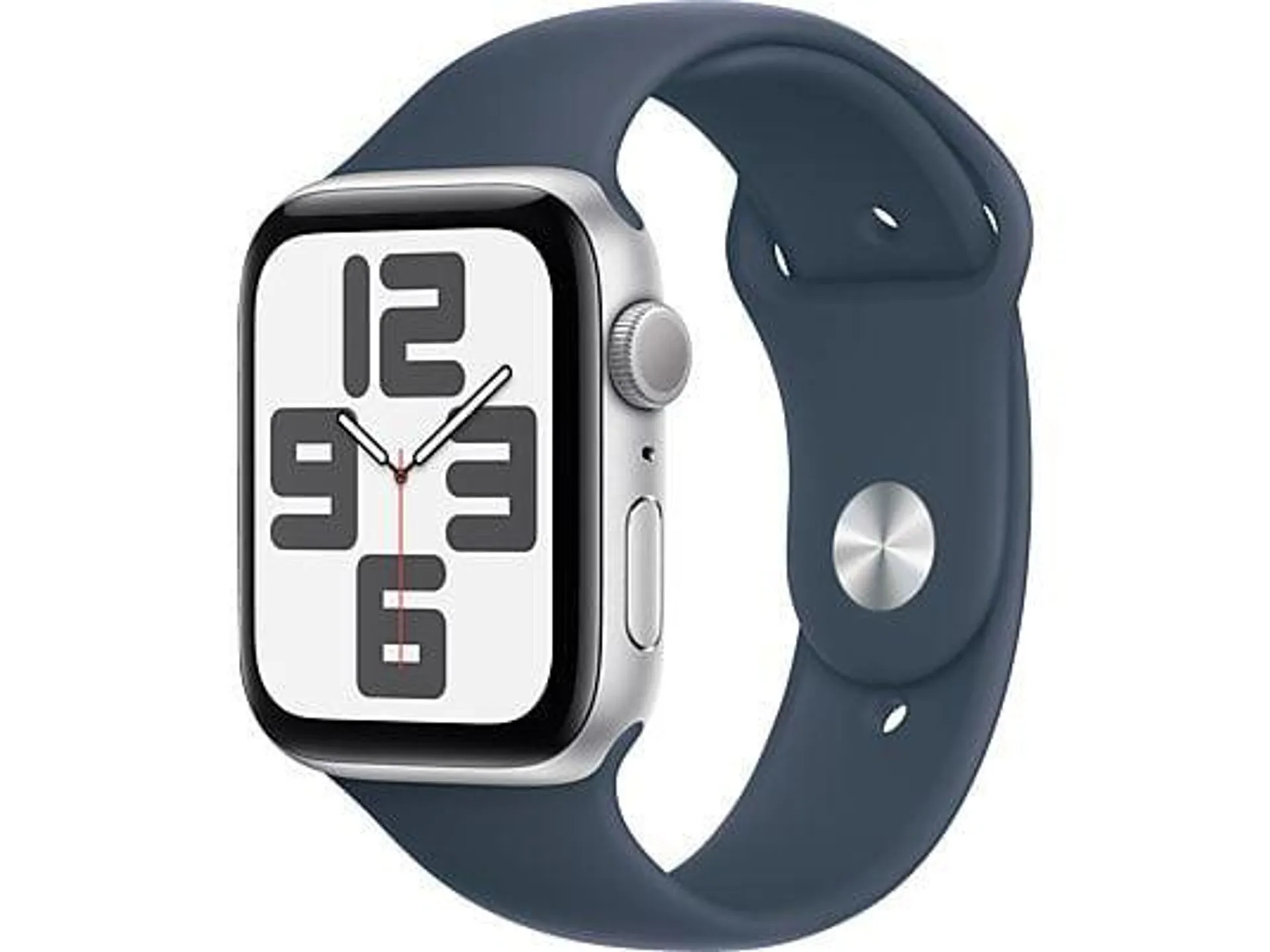 APPLE Watch SE (2023) GPS 44 mm Smartwatch Aluminium Fluorelastomer, 150-200 mm, Silber/Sturmblau