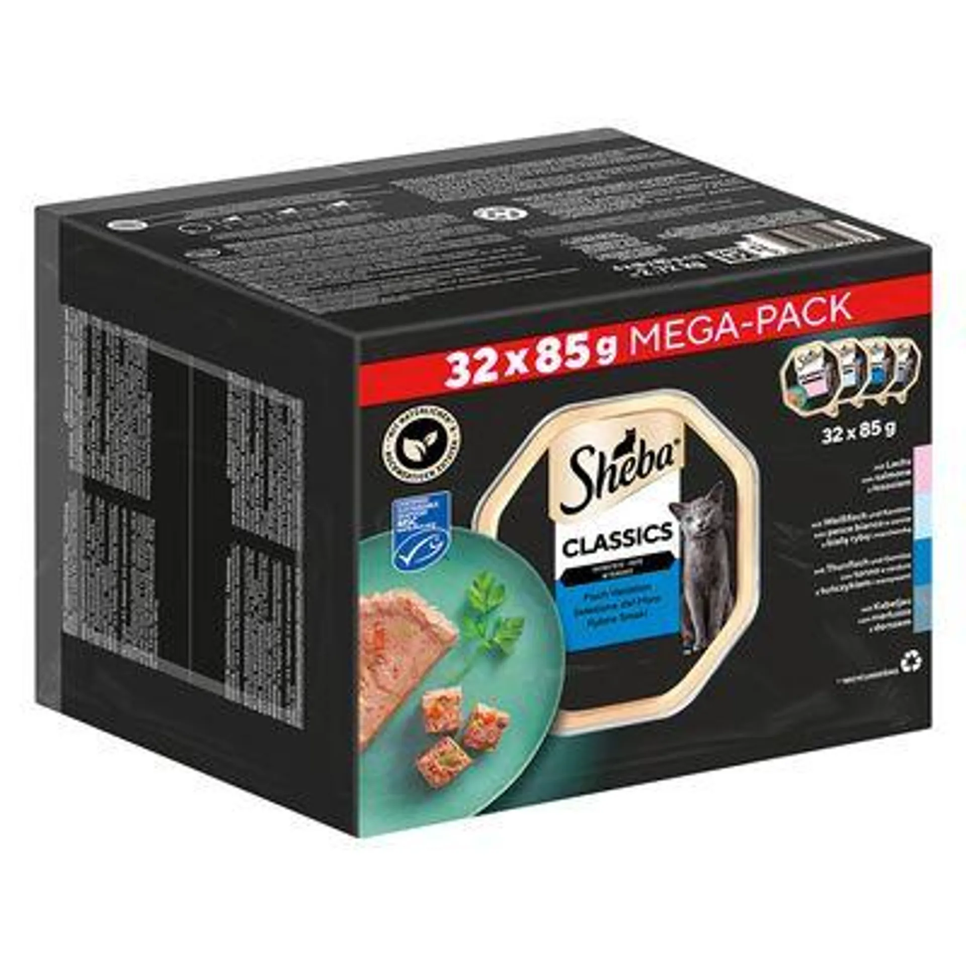 84 + 12 gratis! 96 x 85 g Multipack Sheba Varietäten Schälchen