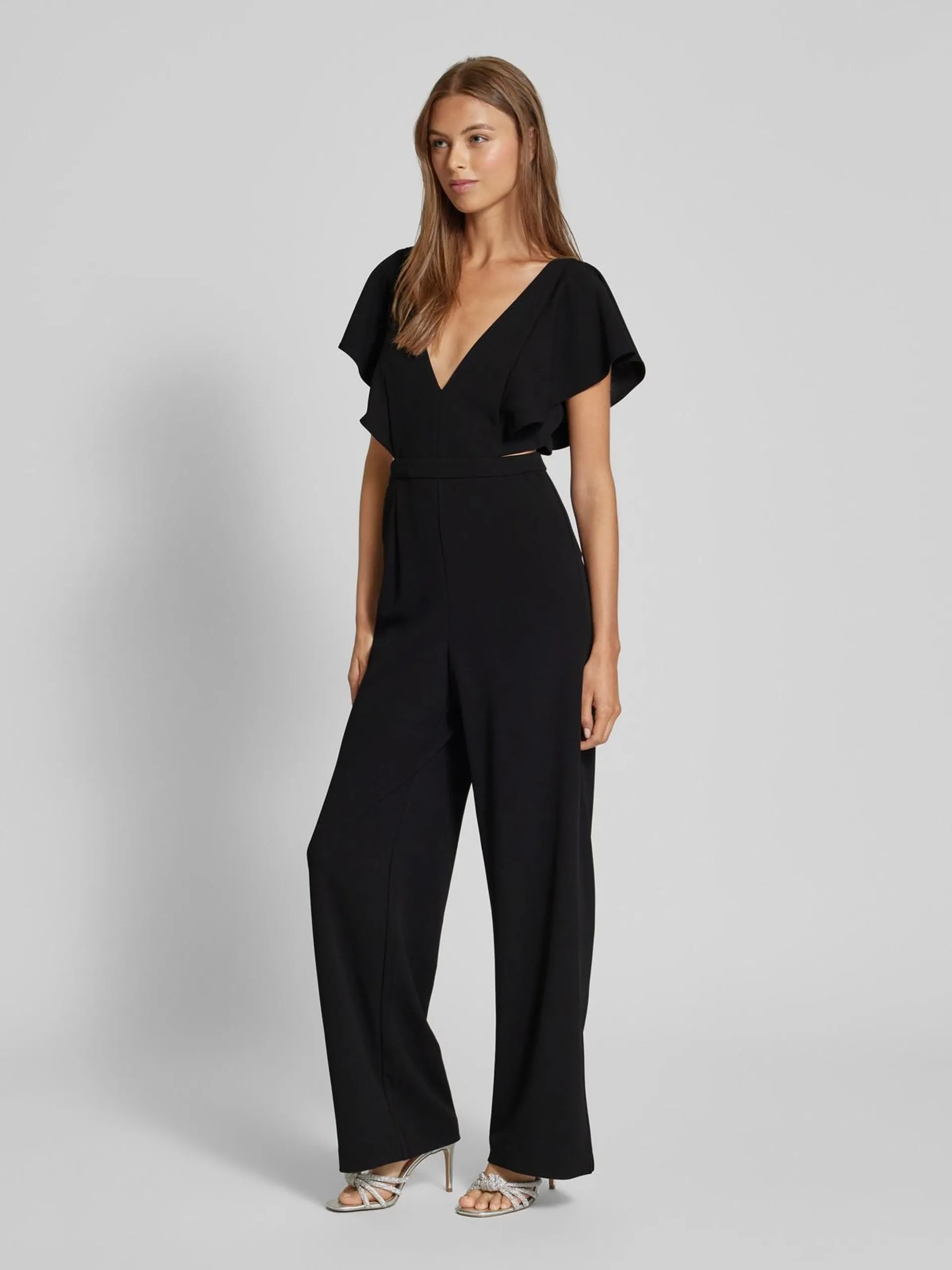 Jumpsuit mit Taillenband und Cut Outs in black