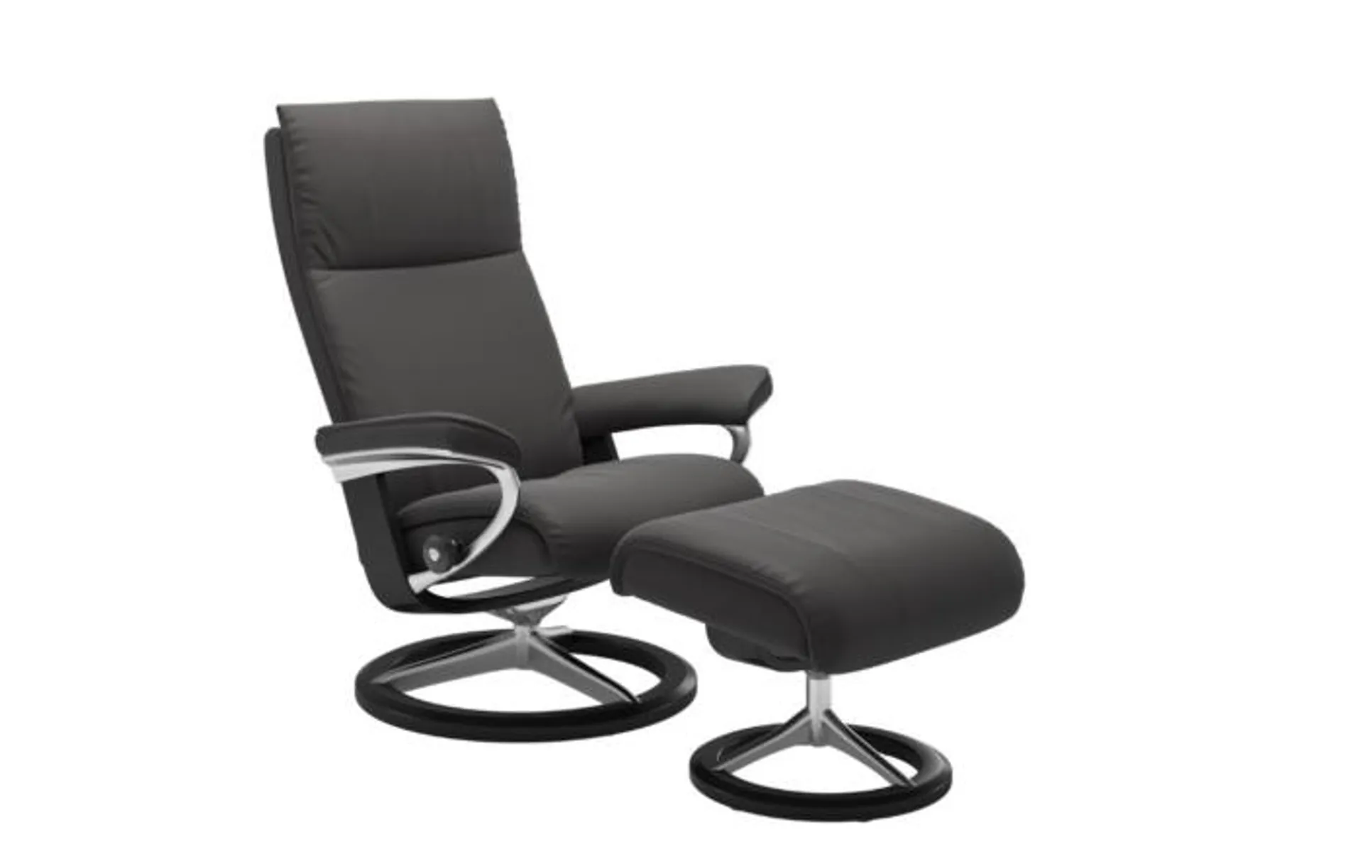 Stressless Aura M Sessel & Hocker Leder Paloma Rock, Signature-Gestell