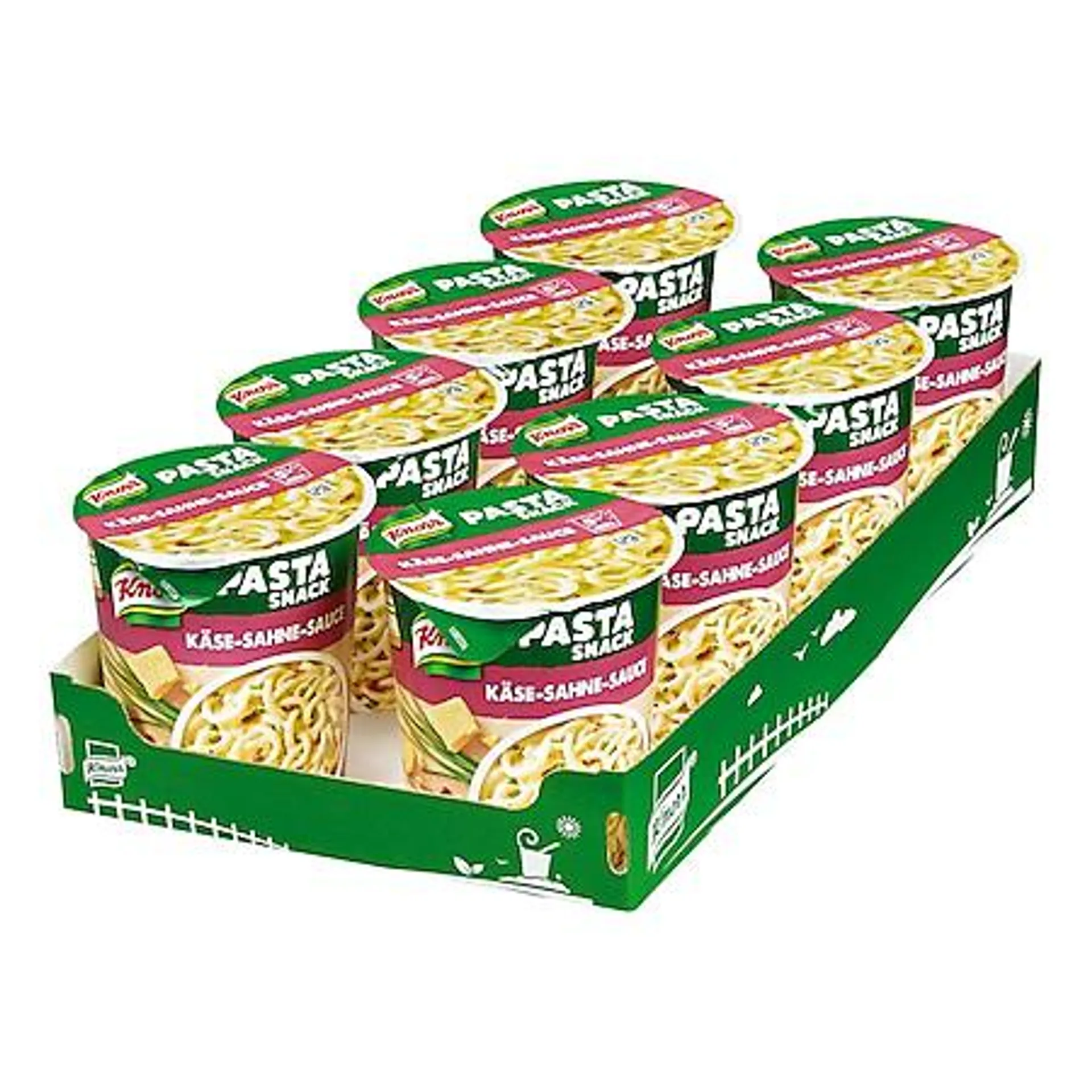 Knorr Snack Becher Spaghetti in Käse-Sahne-Sauce 71 g, 8er Pack