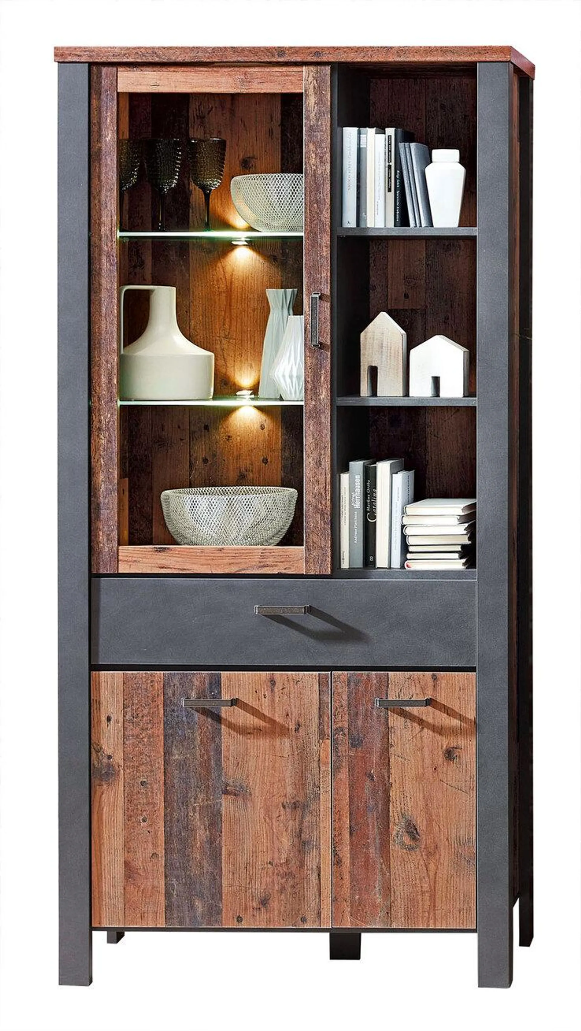 Vitrine CARDIFF 94 cm matera /grau