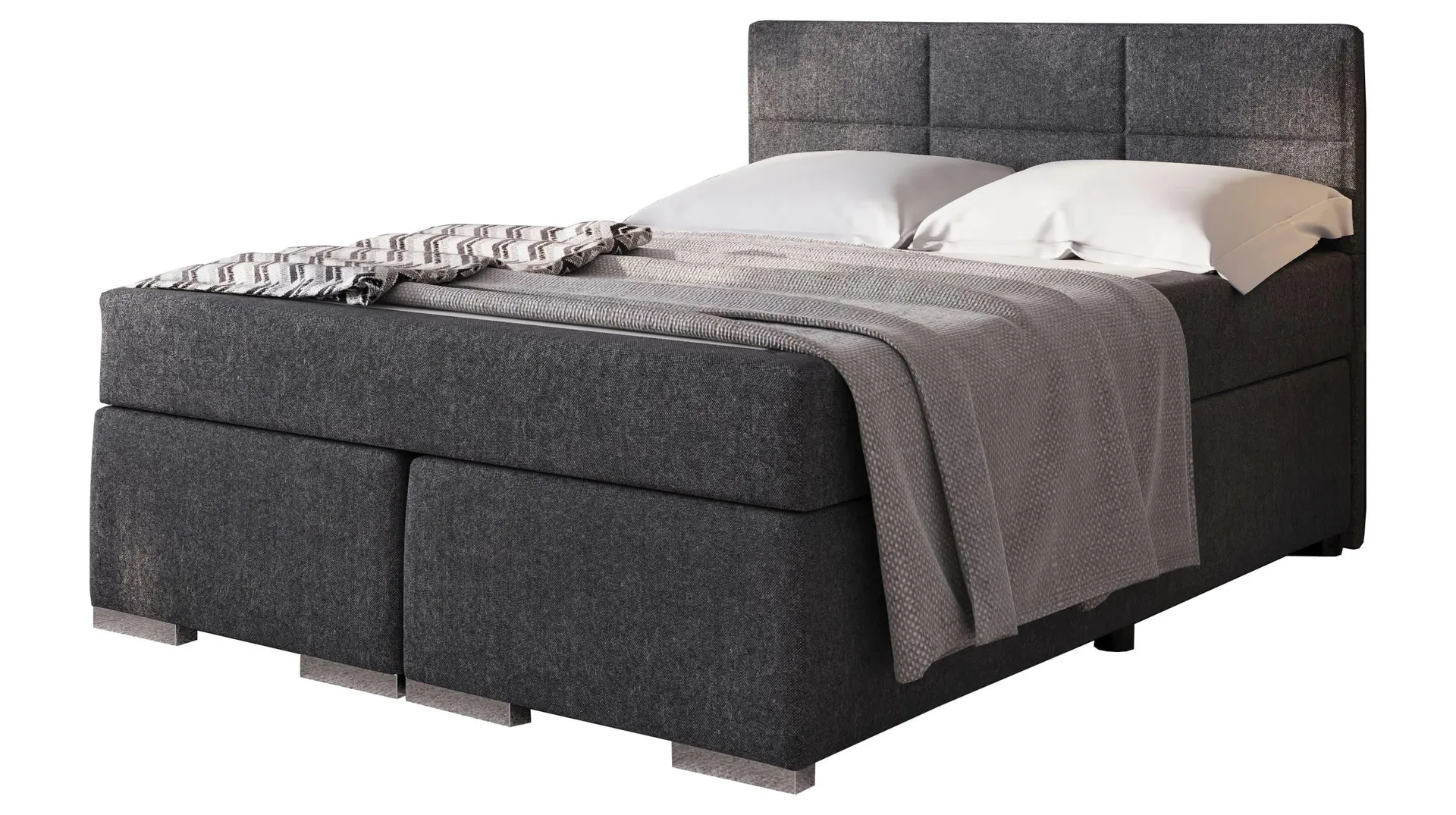 Boxspringbett 140 x 200 cm grau Stoffbezug - ONE