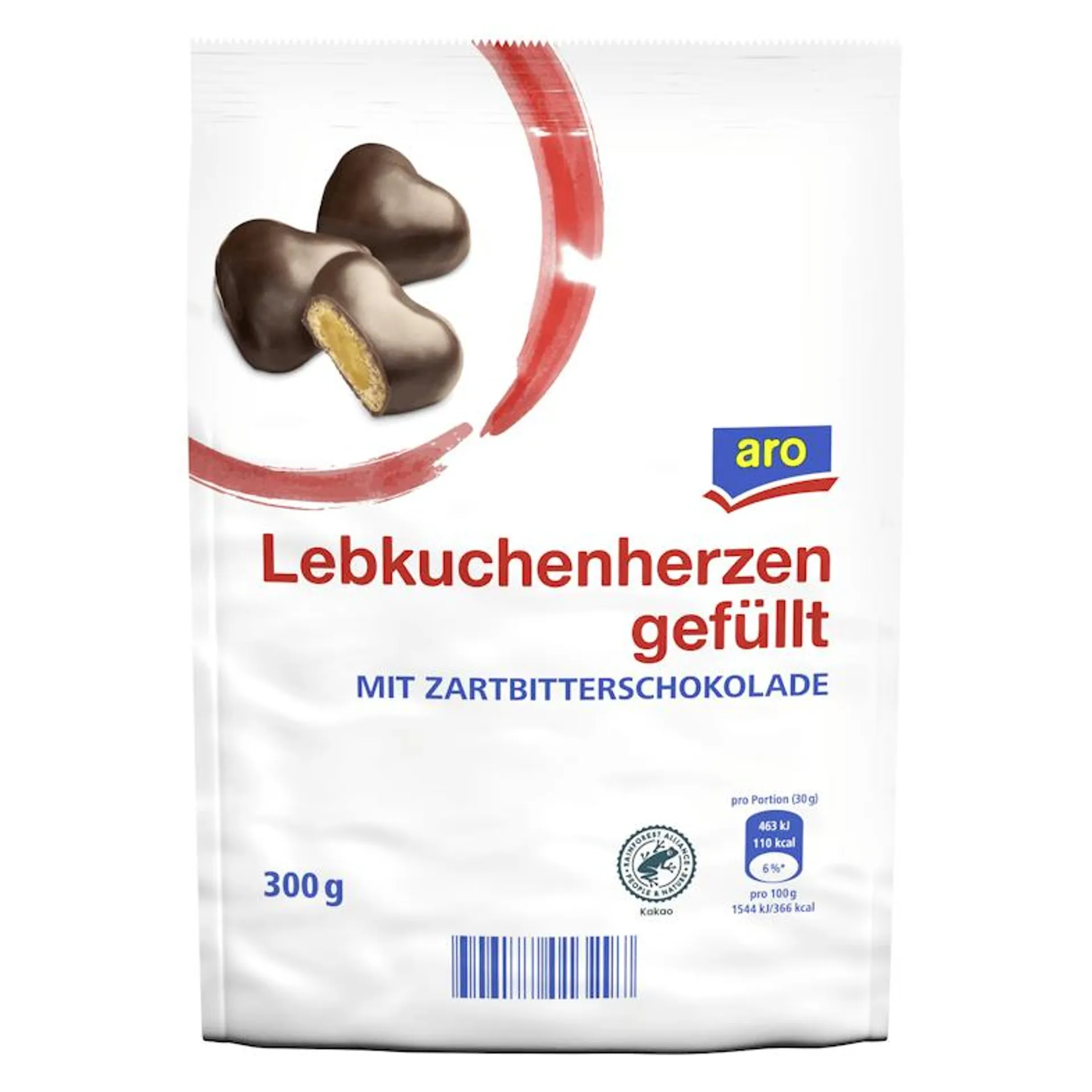 aro gefülltes Lebkuchenherz mit Zartbitter Schokolade (300 g)