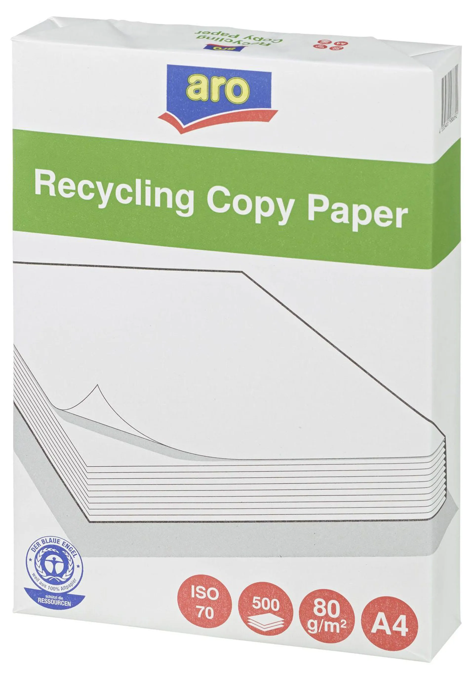 aro DIN A4 Recycling-Kopierpapier, 80 g/m², weiß, 5 x 500 Blatt