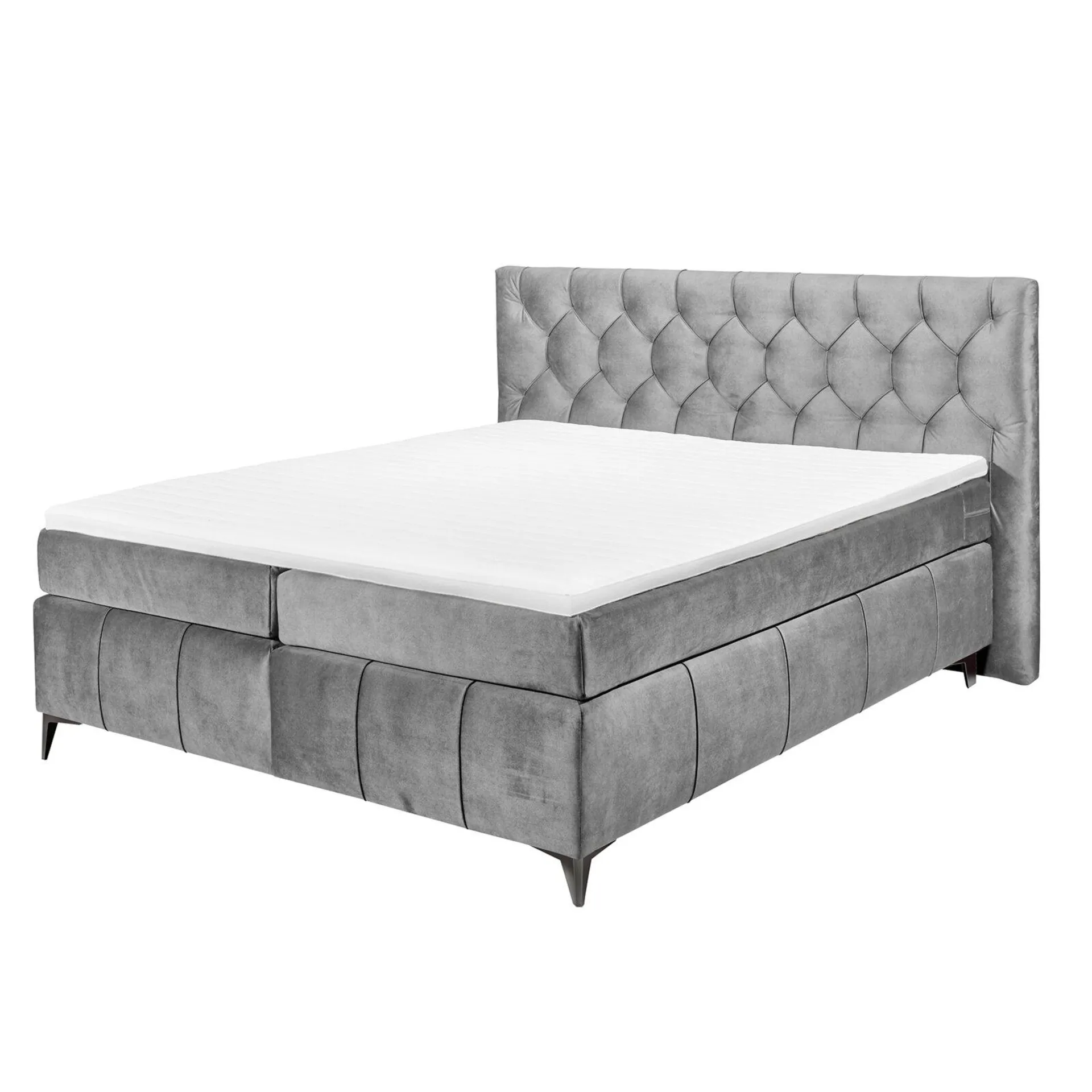 Boxspringbett - grau - Tonnentaschenfederkern - H2 - 160x200 cm