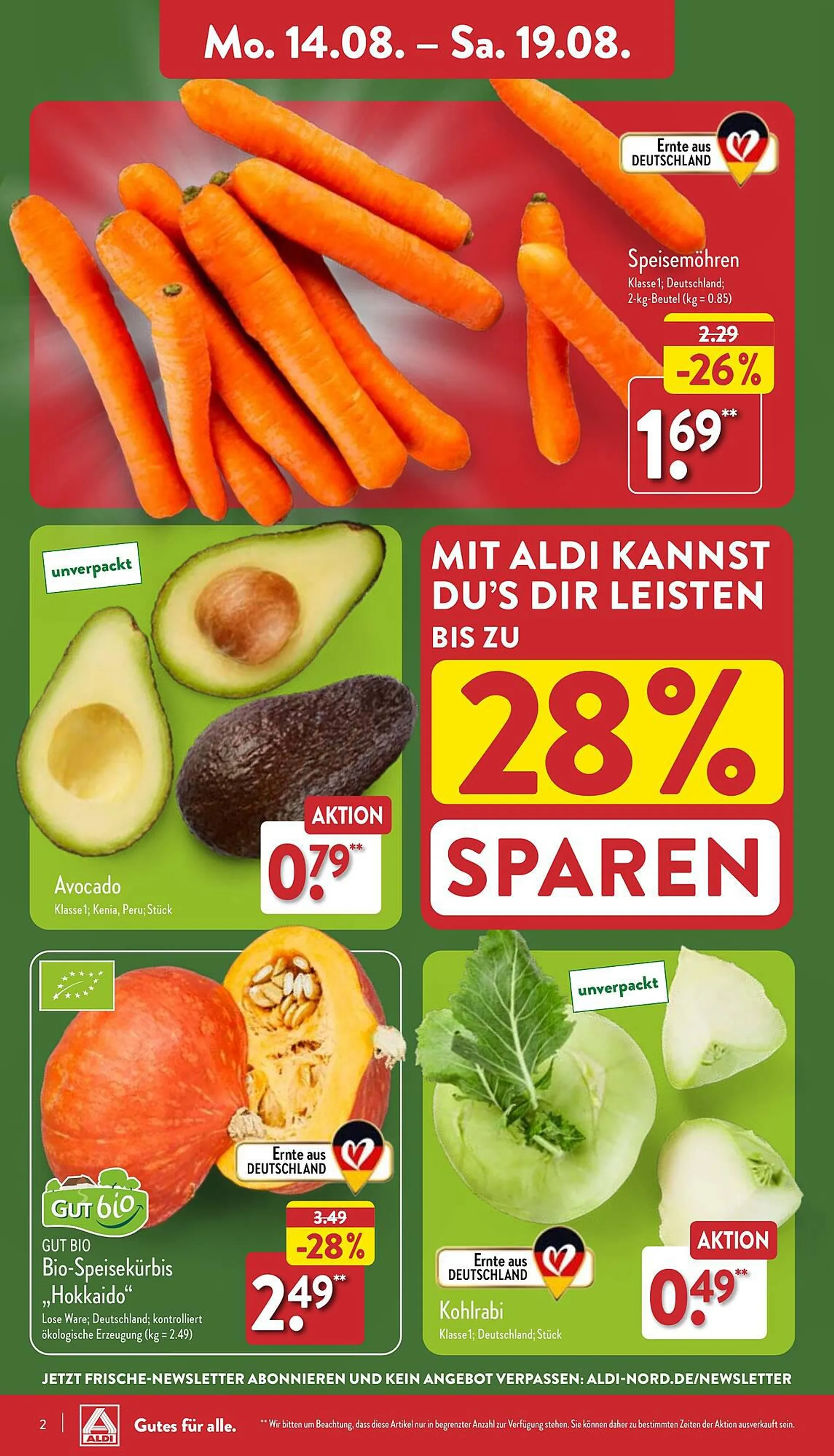 Aldi Nord Prospekt von 14. August bis 19. August 2023 - Prospekt seite 2